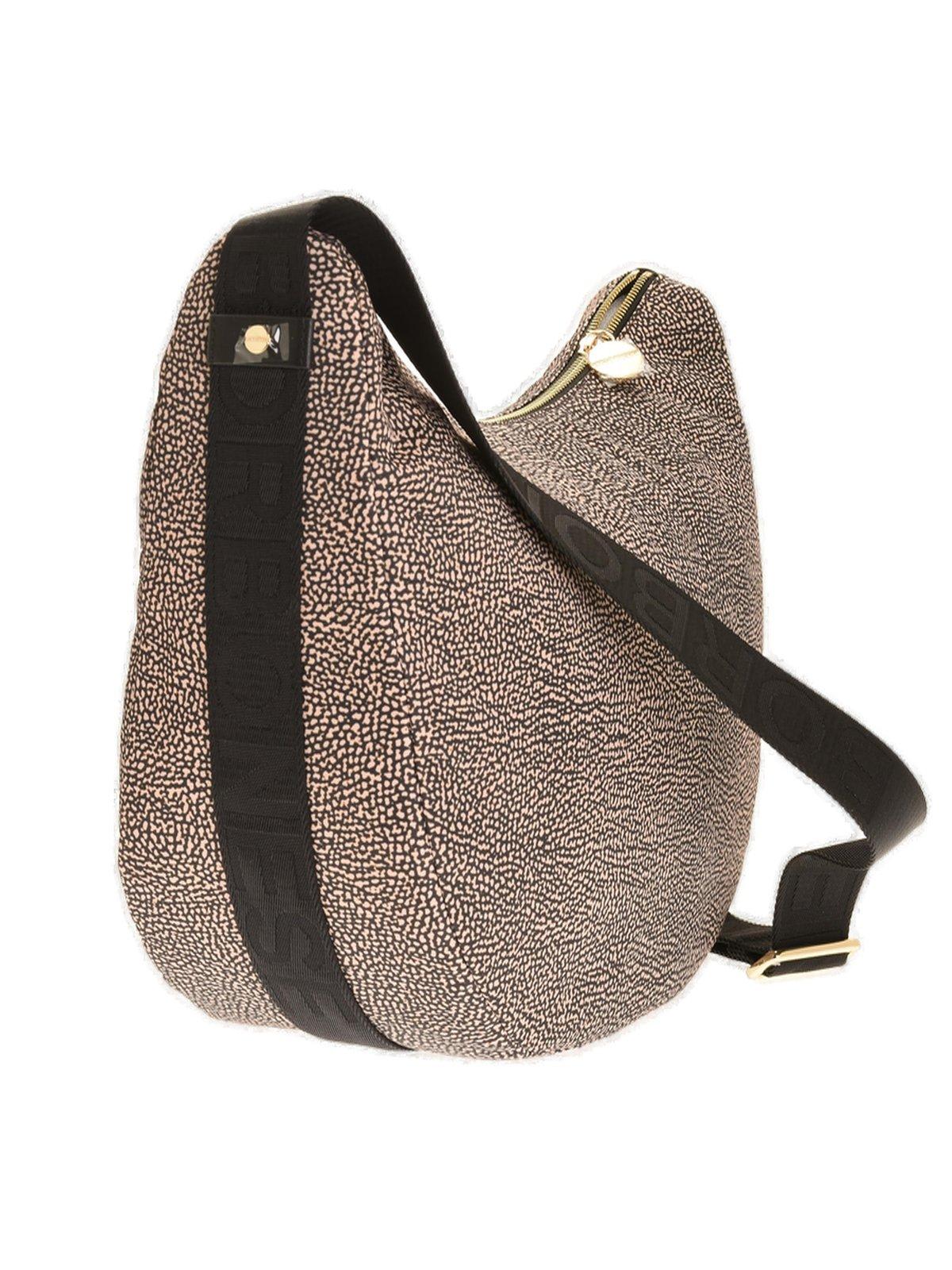 Shop Borbonese Luna Medium Shoulder Bag  In Natural