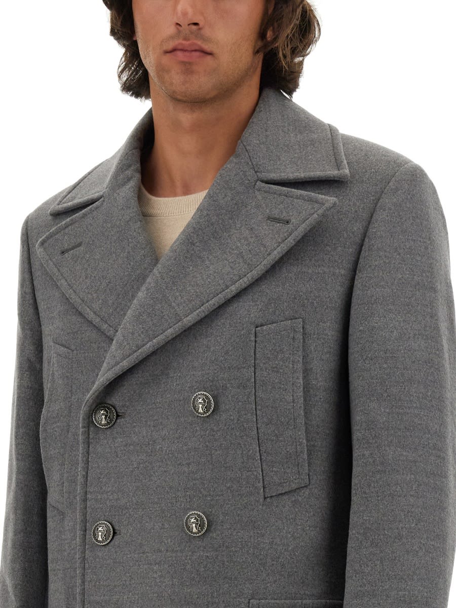 Brunello Cucinelli Double-breasted Wool Coat In Grey