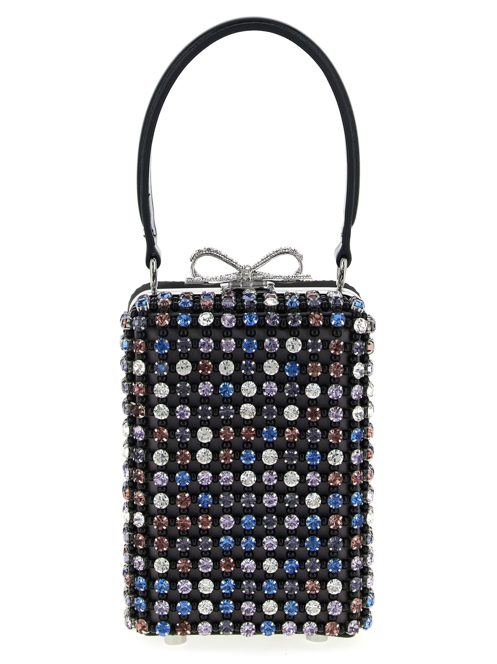 Self-portrait Multi Crystal Chainmail Hand Bags Multicolor In Brown