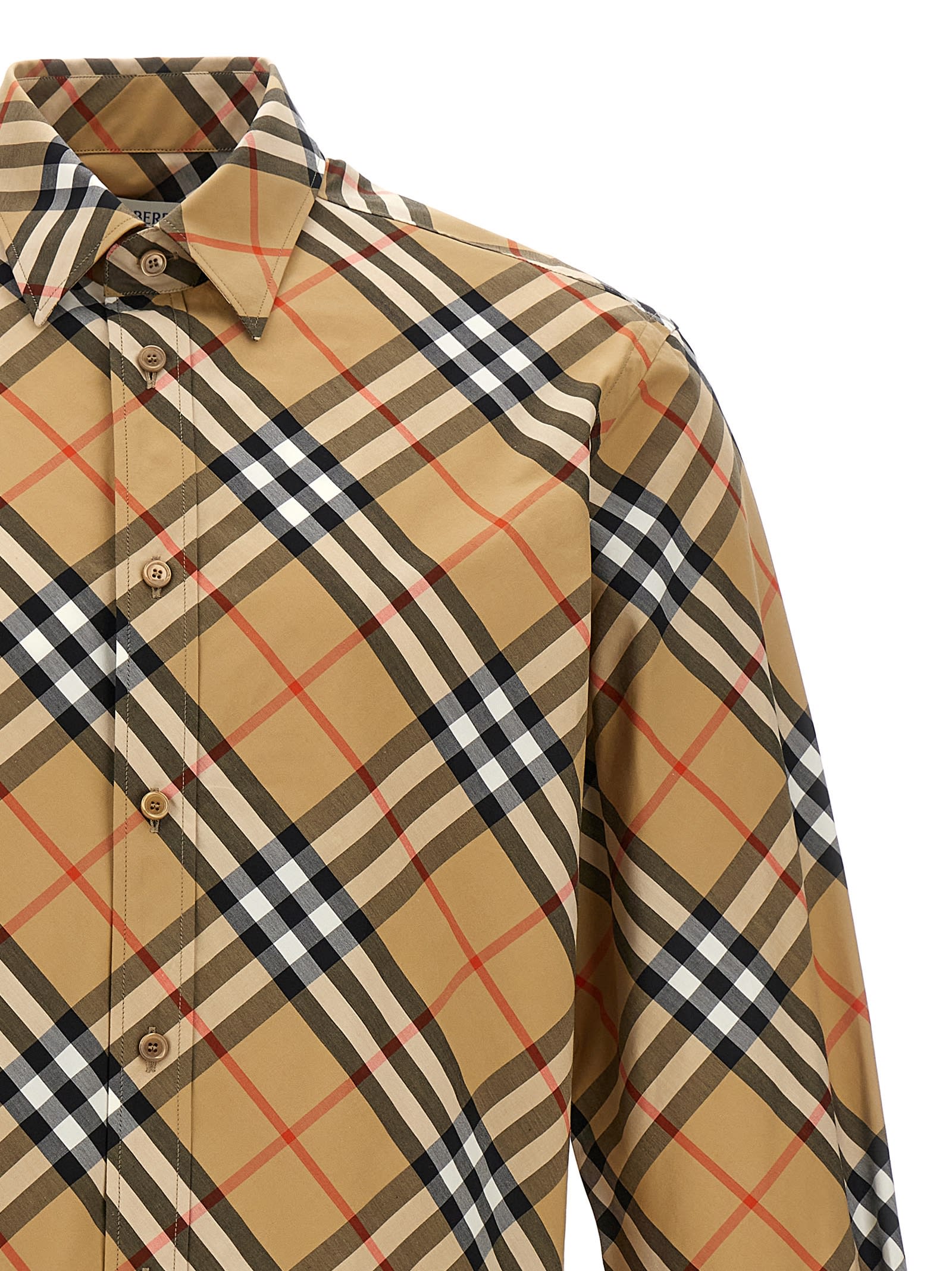 Shop Burberry Check Shirt In Beige