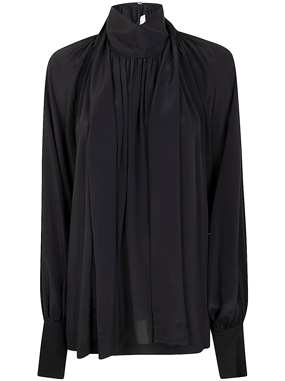 Shop Golden Goose Maria Tied-collar Mock-neck Blouse In Black