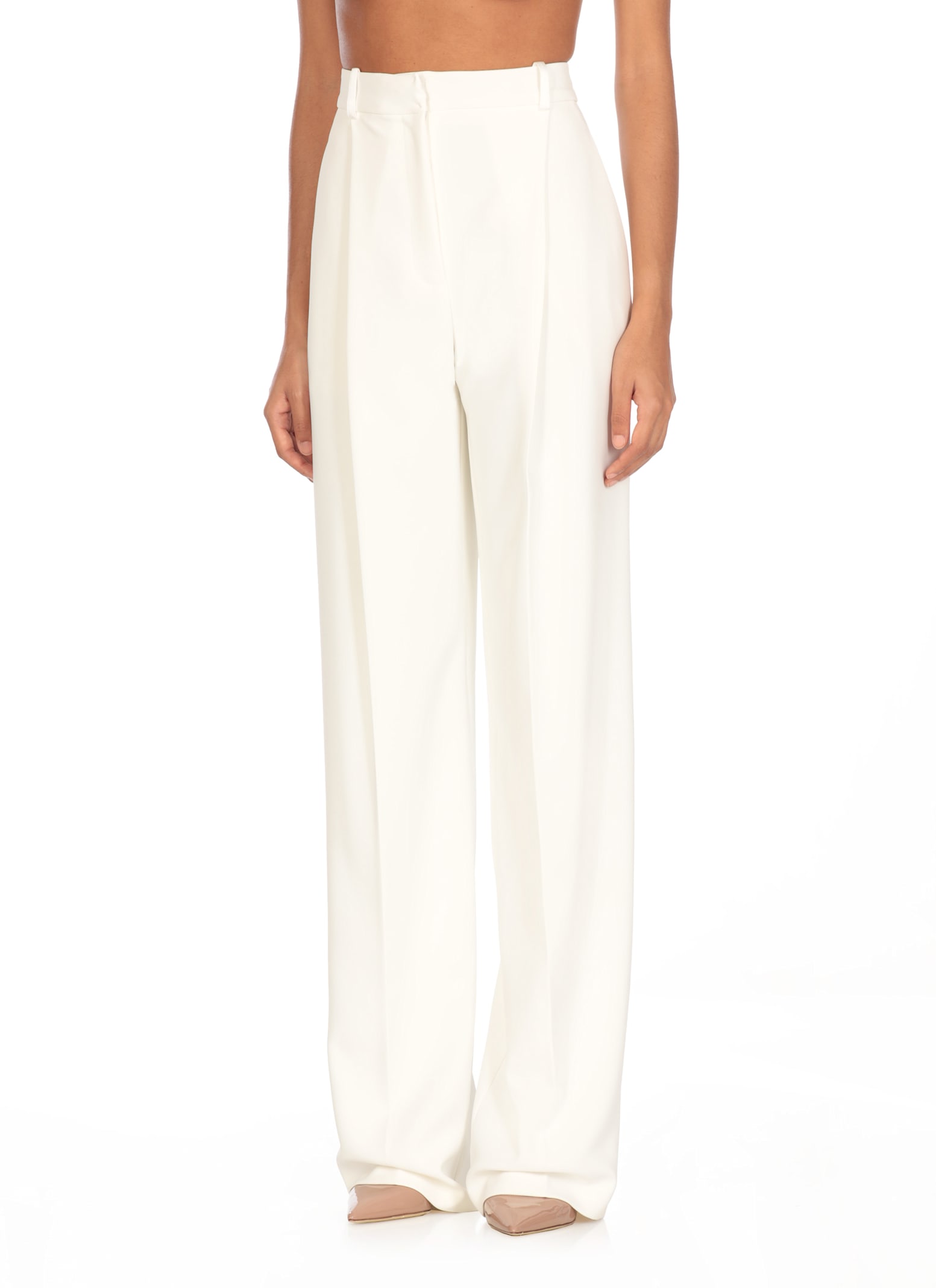 Elisabetta Franchi Crepe Pants In Ivory