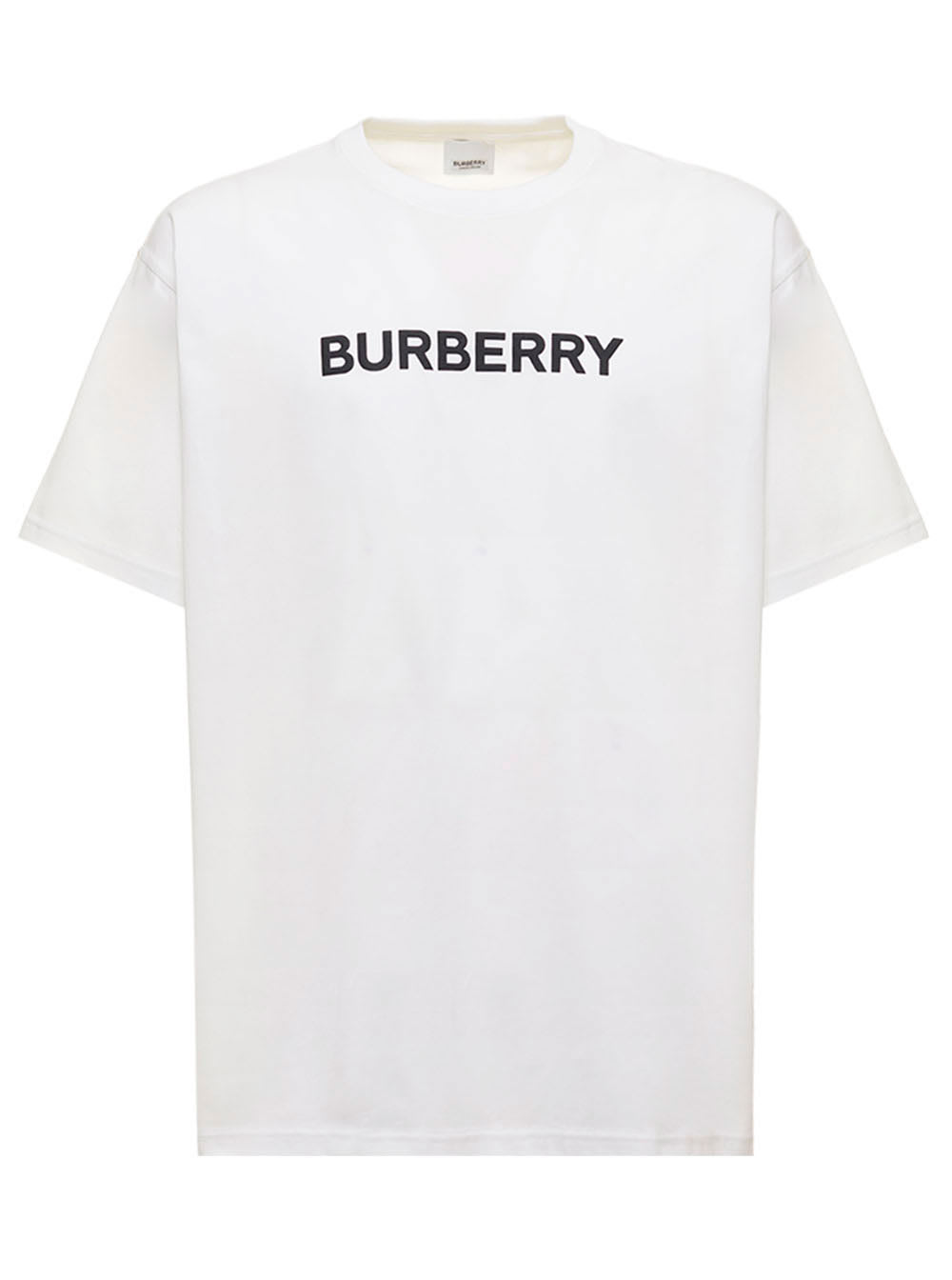 Burberry Mans White Cotton T-shirt With Logo Print