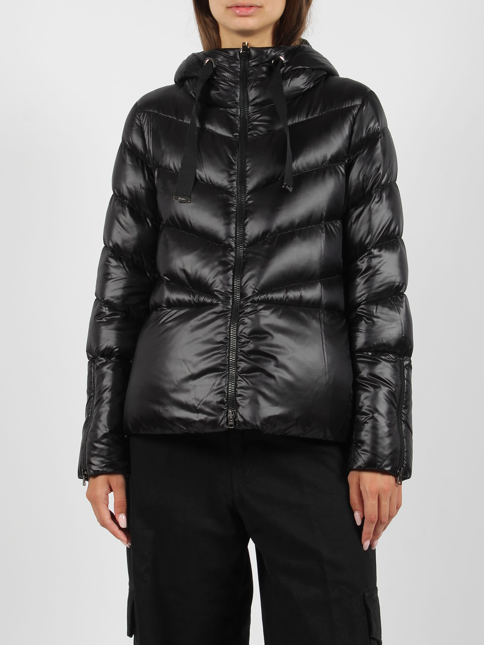 Shop Herno Nylon Short Down Jacket In Black