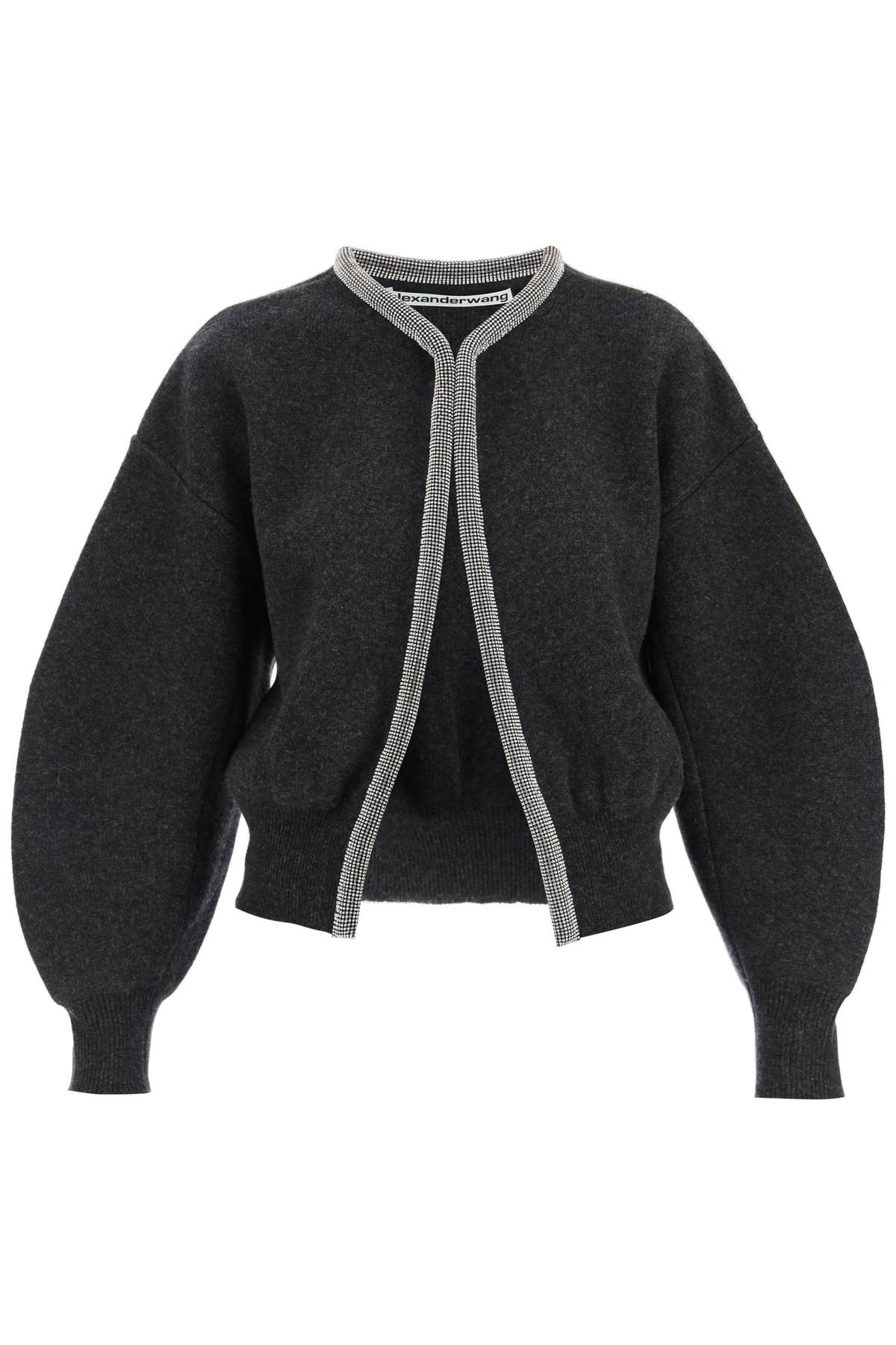 Alexander Wang Cropped Cardigan With Rhinestone Trimming