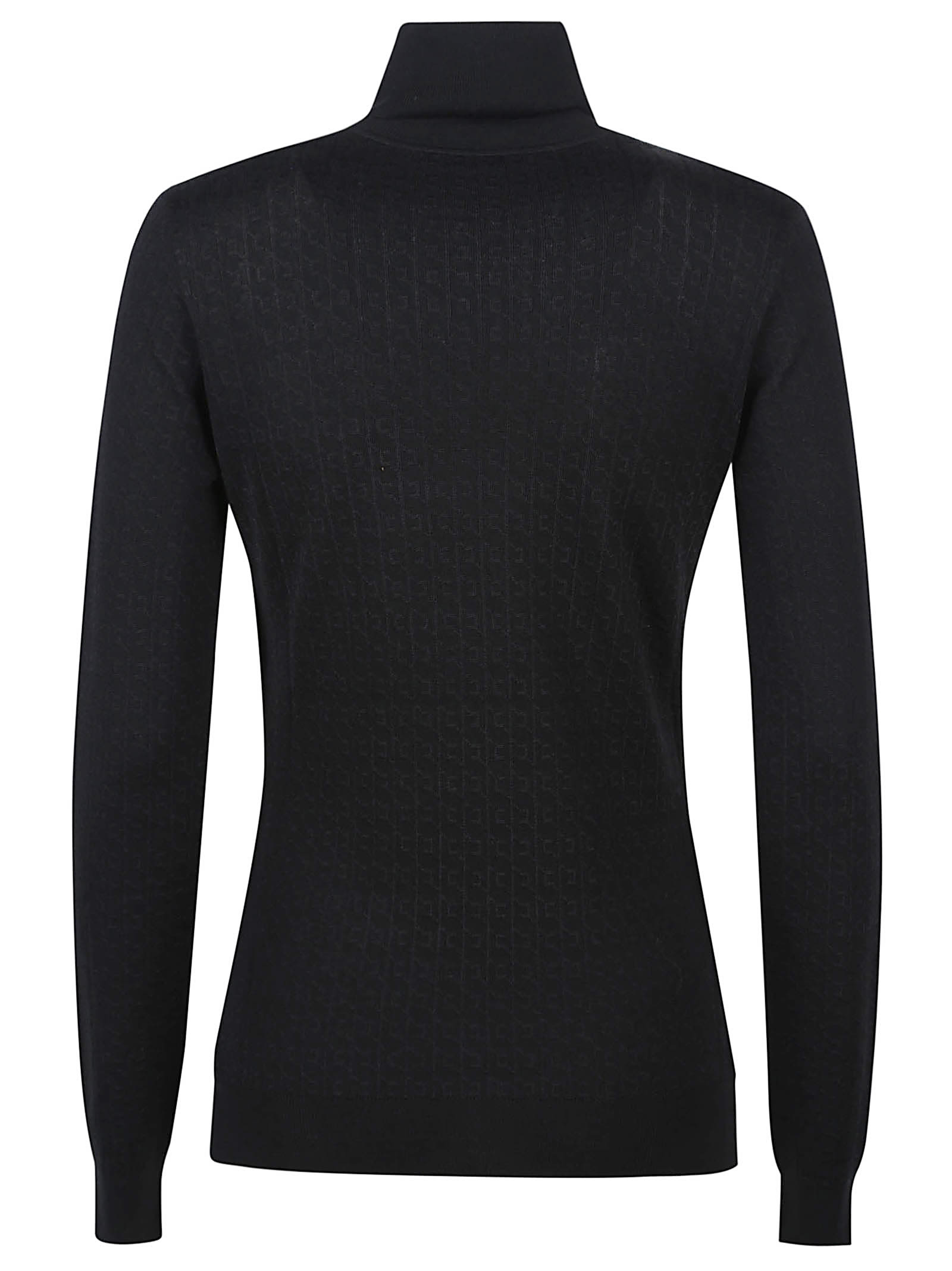 Elisabetta Franchi Tricot Turtle Neck Sweater In Black