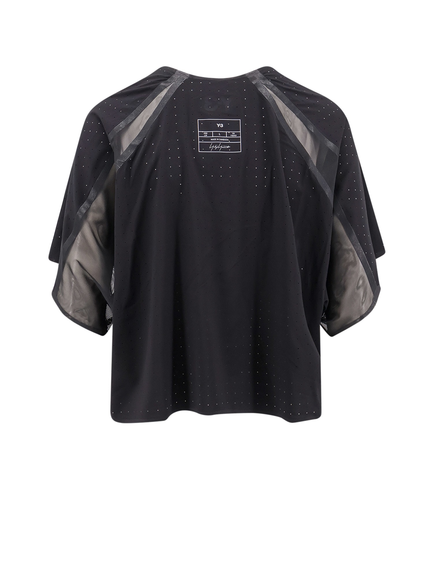 Y-3 Perforated Technical Fabric And Mesh Top In Black