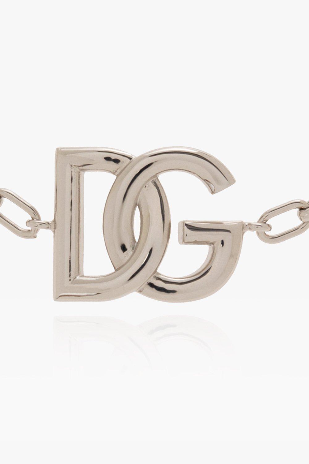 Shop Dolce & Gabbana Logo Chain-link Bracelet In Silver
