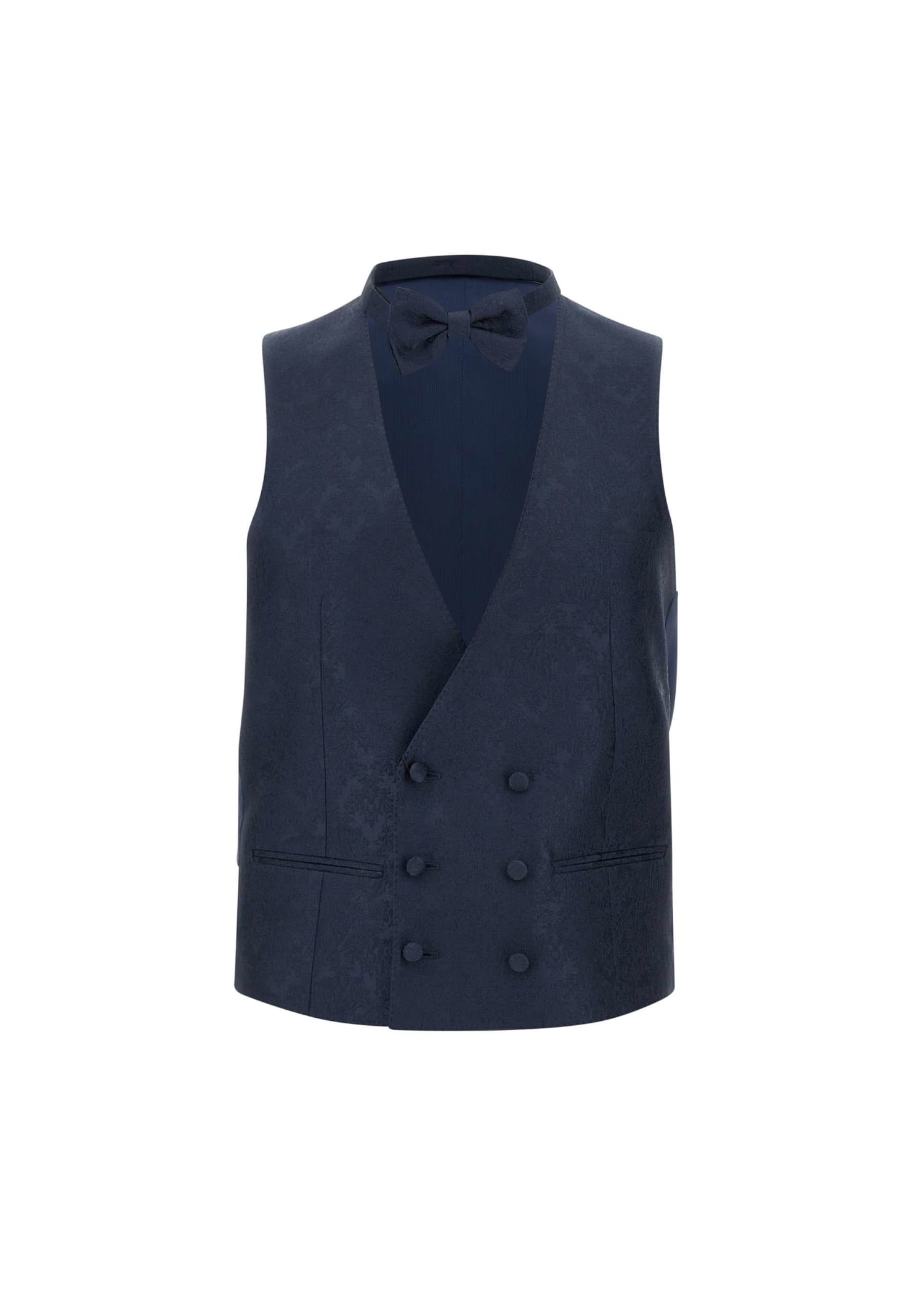 Corneliani Silk Blend Formal Waistcoat And Bow Tie In Blue