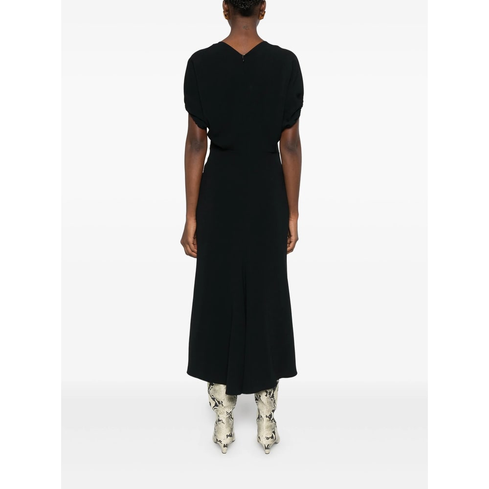 Victoria Beckham Edith V-neck Midi Dress In Black