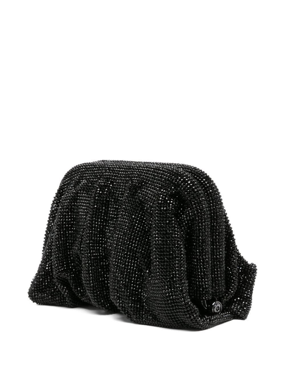 Benedetta Bruzziches Rhinestone And Satin Venus La Petite James Bond Pochette In Black
