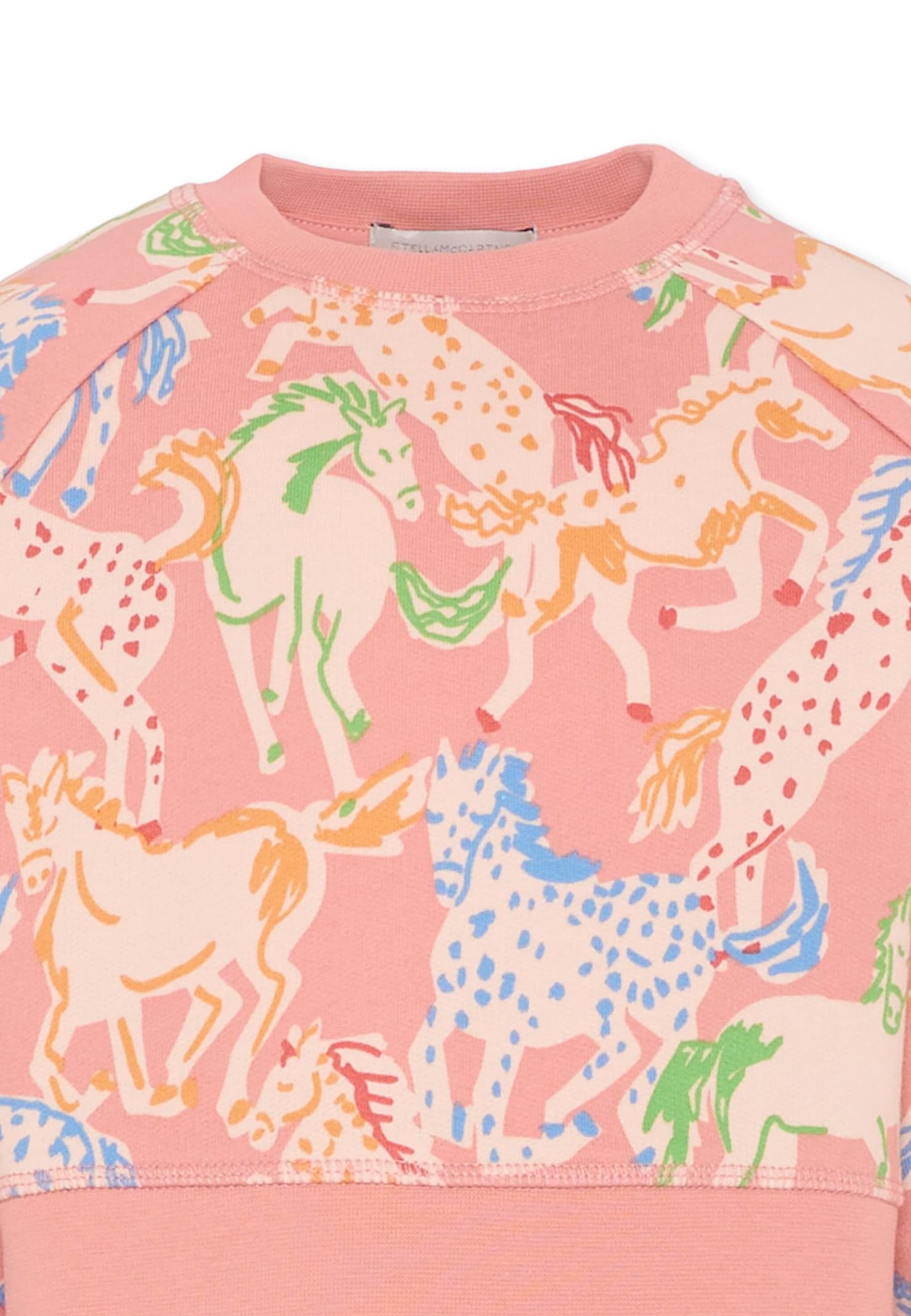 Stella Mccartney Pink Sweatshirt For Girl With Horse Print In Pink