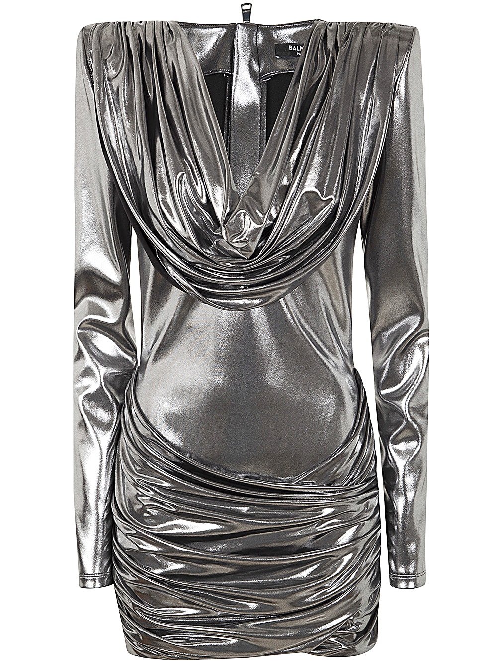 Cowl Neck Metallic Short Dress