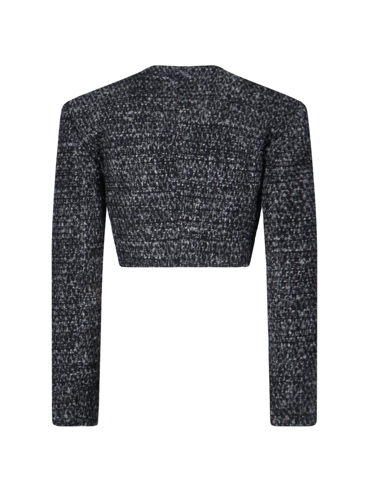 Diesel Cropped Tweed Jacket Long Sleeves In Black
