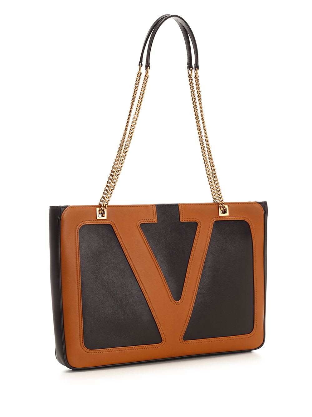 Valentino Viva Superstar Leather Shoulder Bag With Maxi Vlogo Signature On The Front In Nerospice