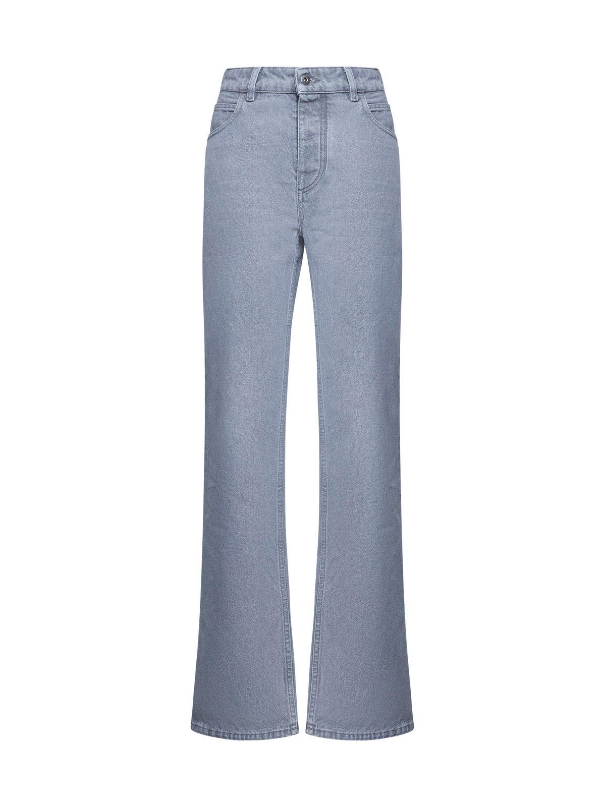 Shop Bottega Veneta Washed Flared Leg Jeans In Lightgrey