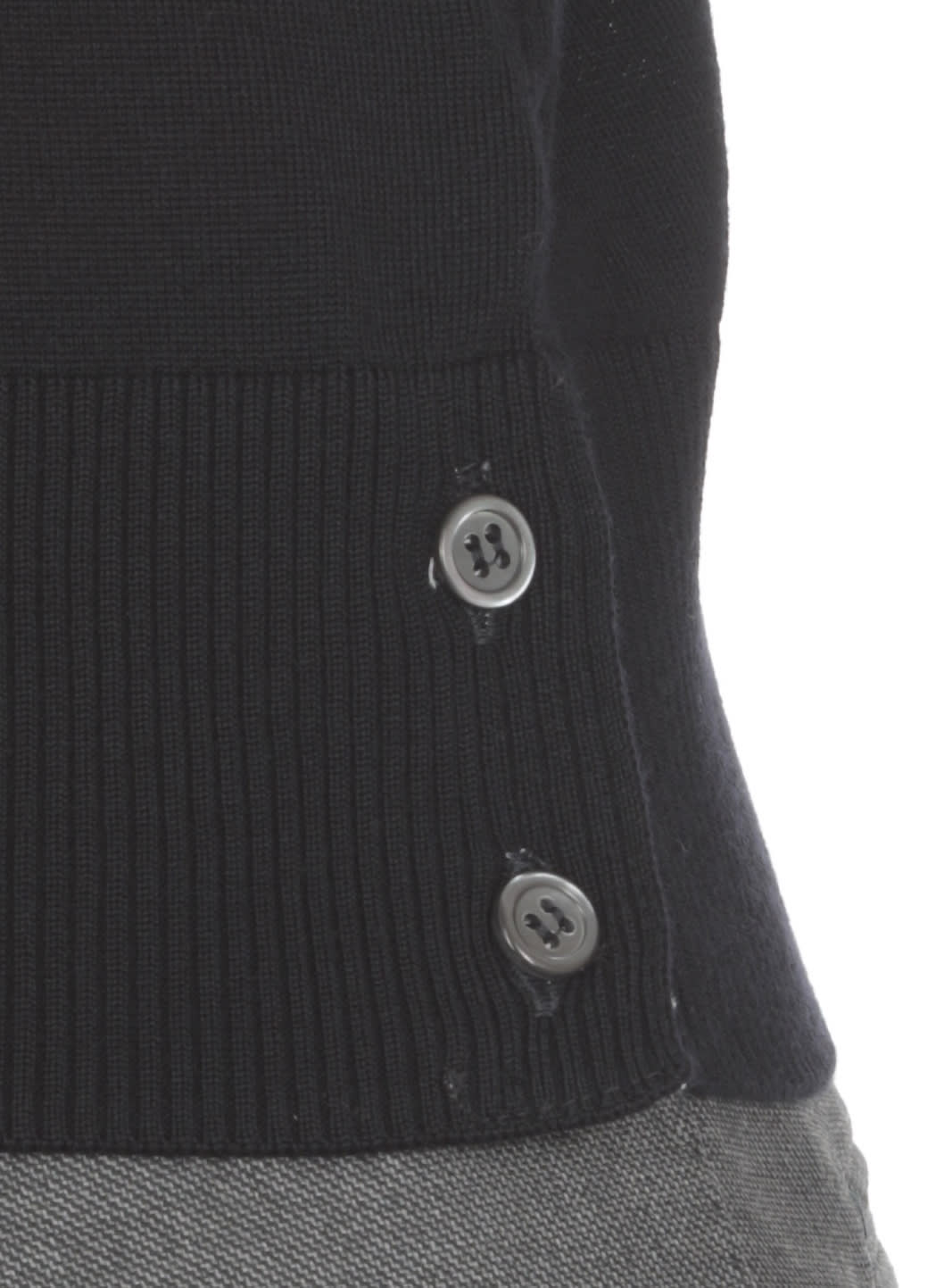 Thom Browne Black Short Sleeve Sweater With 4-bar Detail In Wool Woman