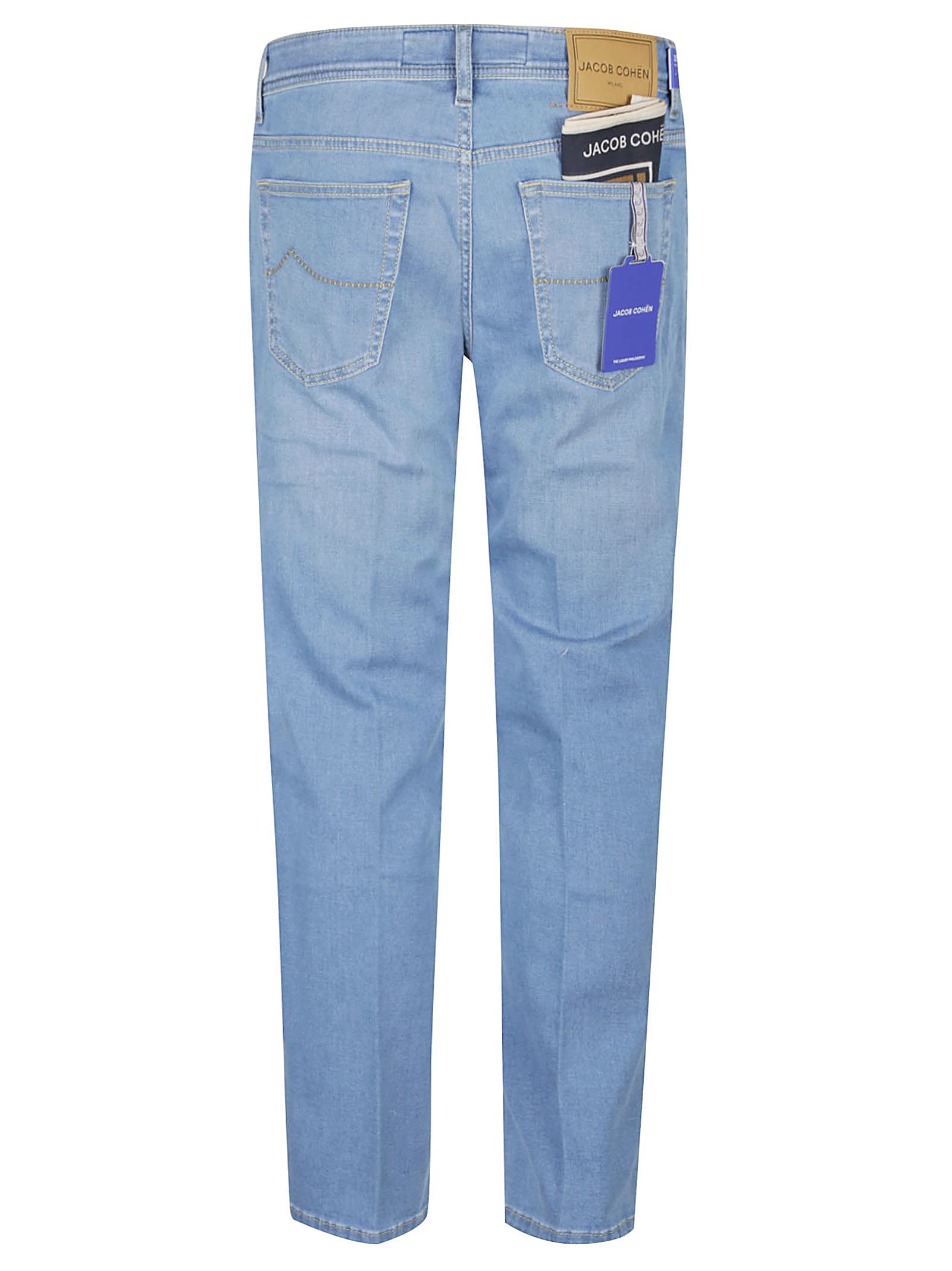 Jacob Cohen Denim Trousers With Belt Loops And Contrast Stitching In D Light Blue