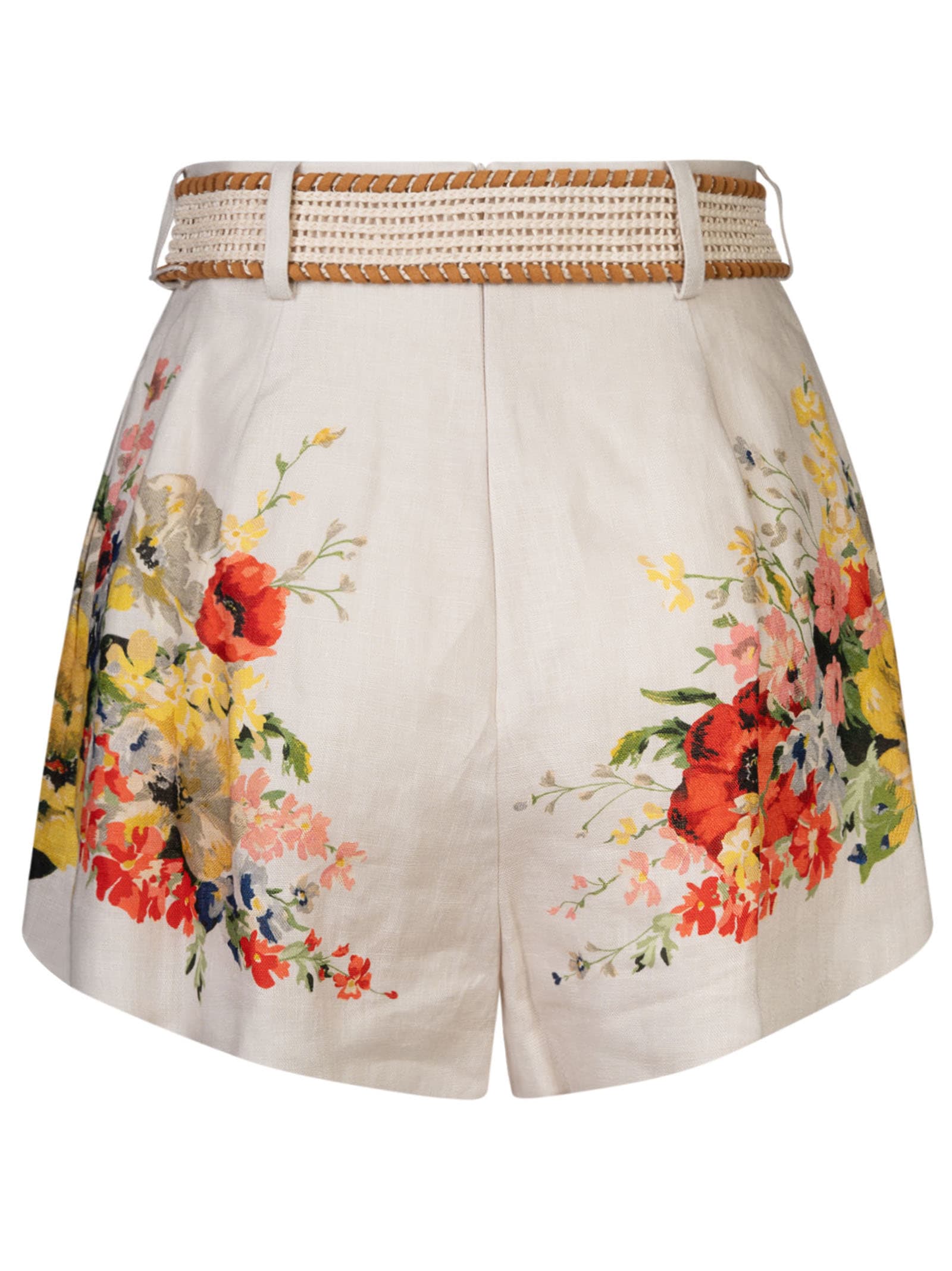 Shop Zimmermann Alight Tuch Shorts In Ivory Floral