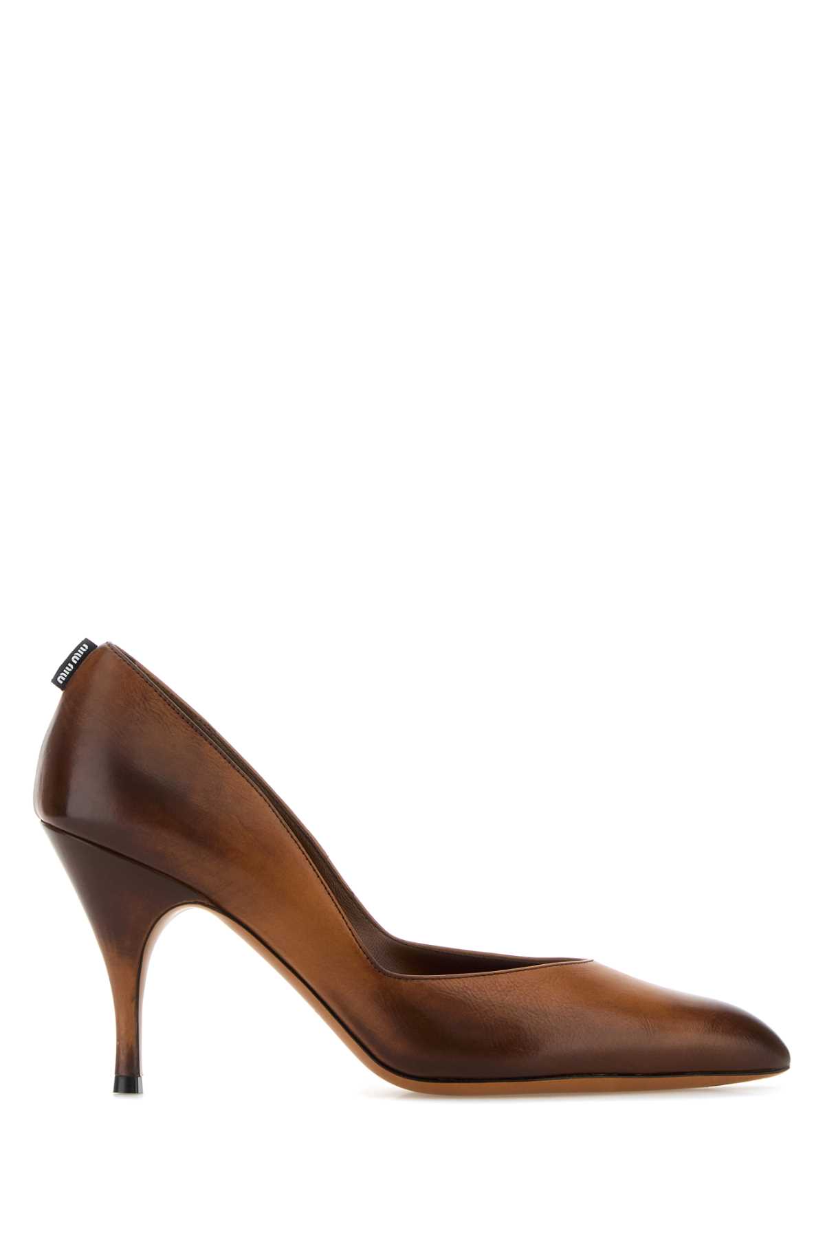 Miu Miu Ayers Vintage-effect Leather Pumps In Brown