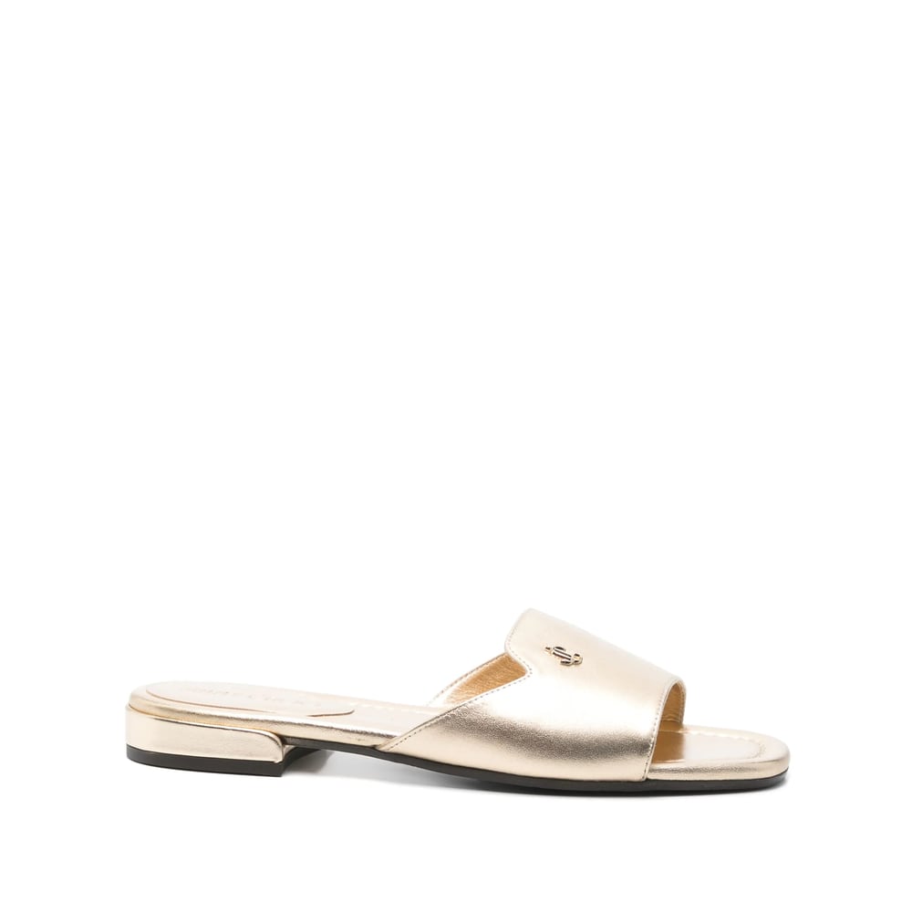 Jimmy Choo Dina Metallic Leather Slides In Gold