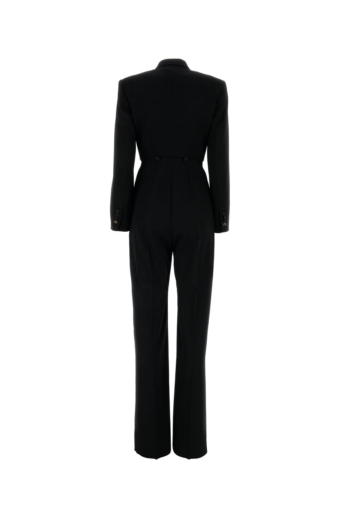 Max Mara Pianoforte Black Stretch Wool Mincio Jumpsuit In Nero