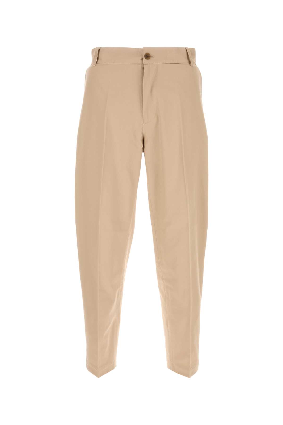 Shop Maison Kitsuné Beige Cotton Pant In Lightbeige