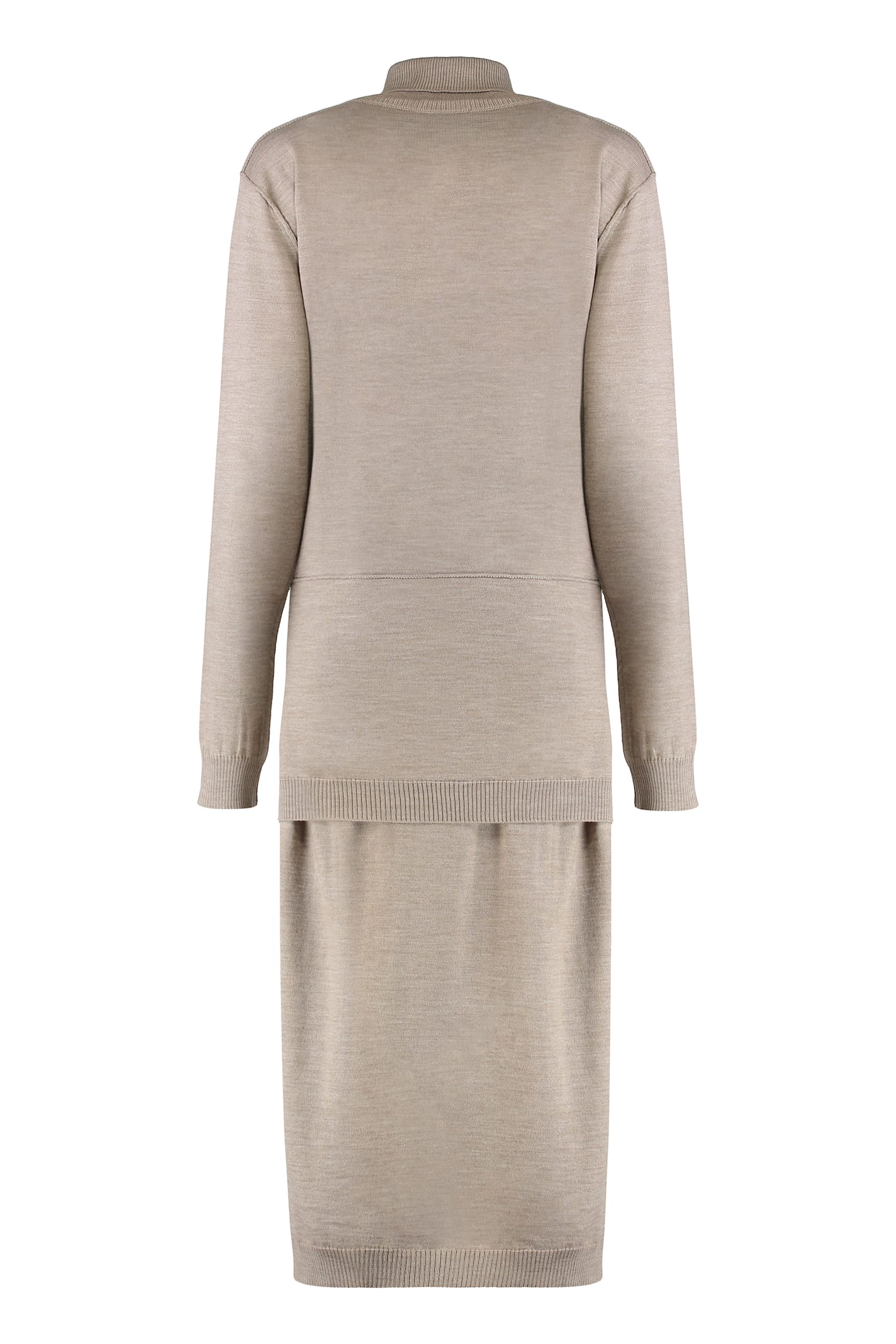 Lemaire Knit Midi Dress With Turtleneck And Belt In Gray