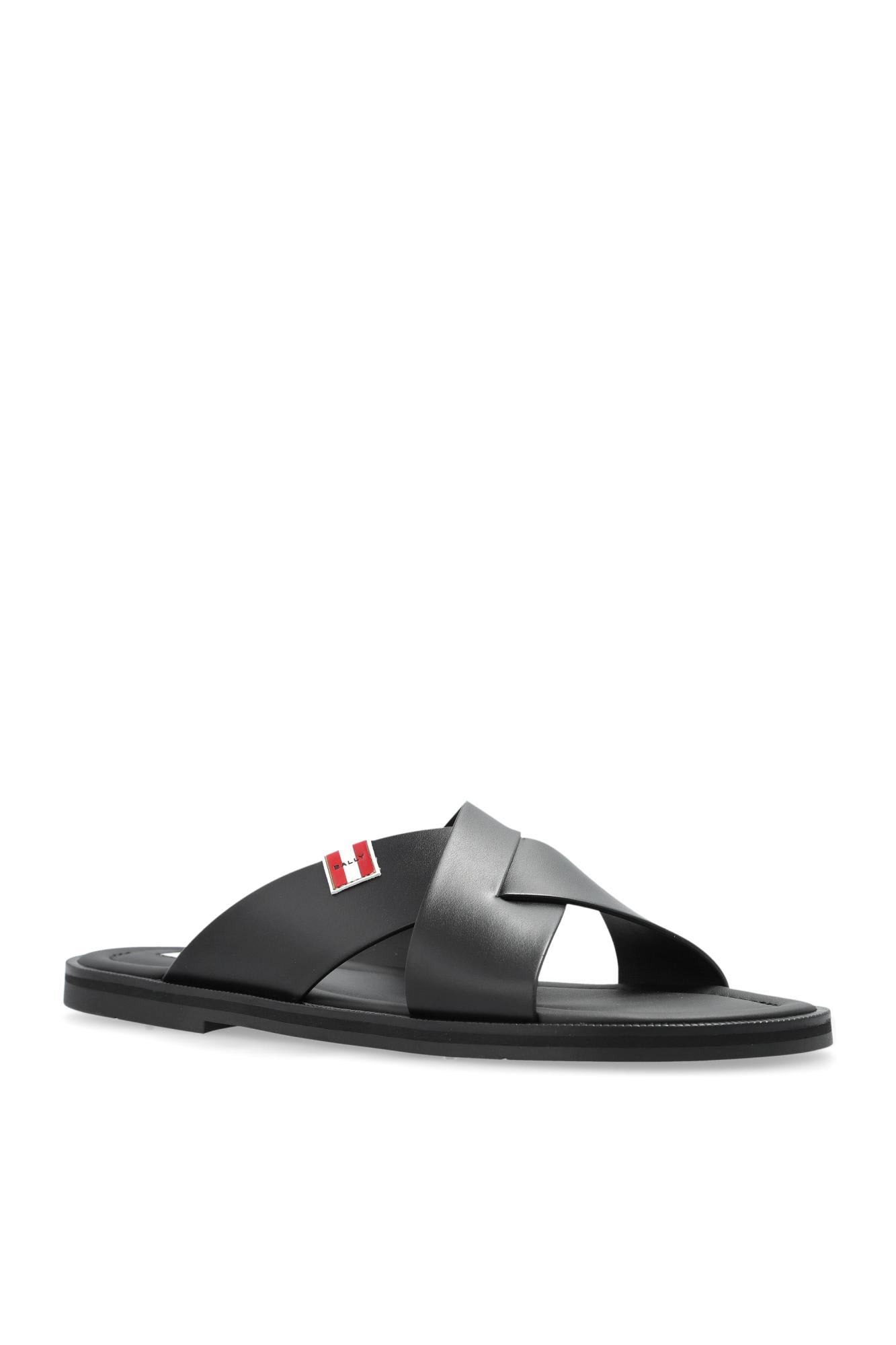 Bally Leather Slides Glorany In Black