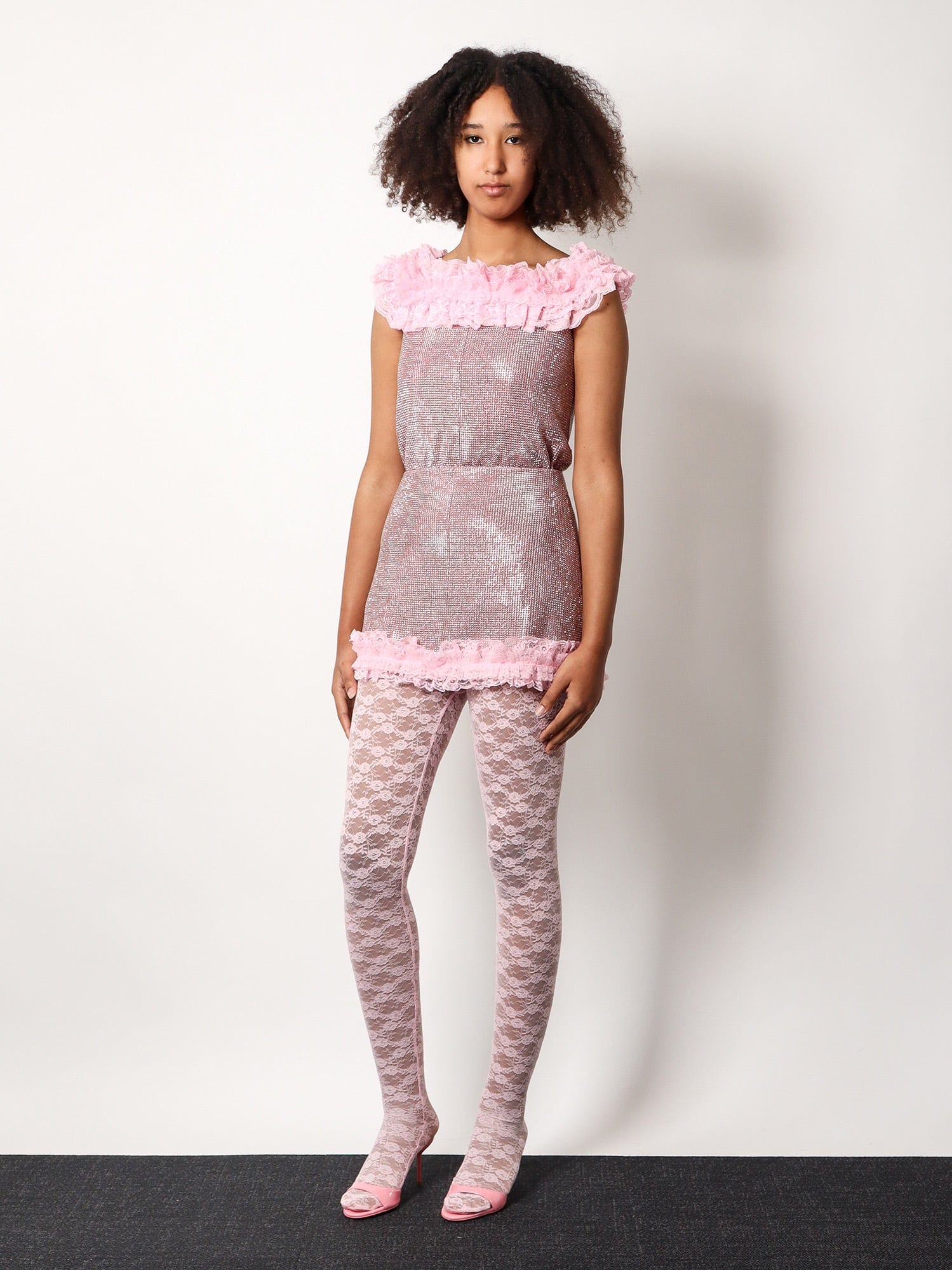 Self-portrait Crystal Miniskirt In Pink