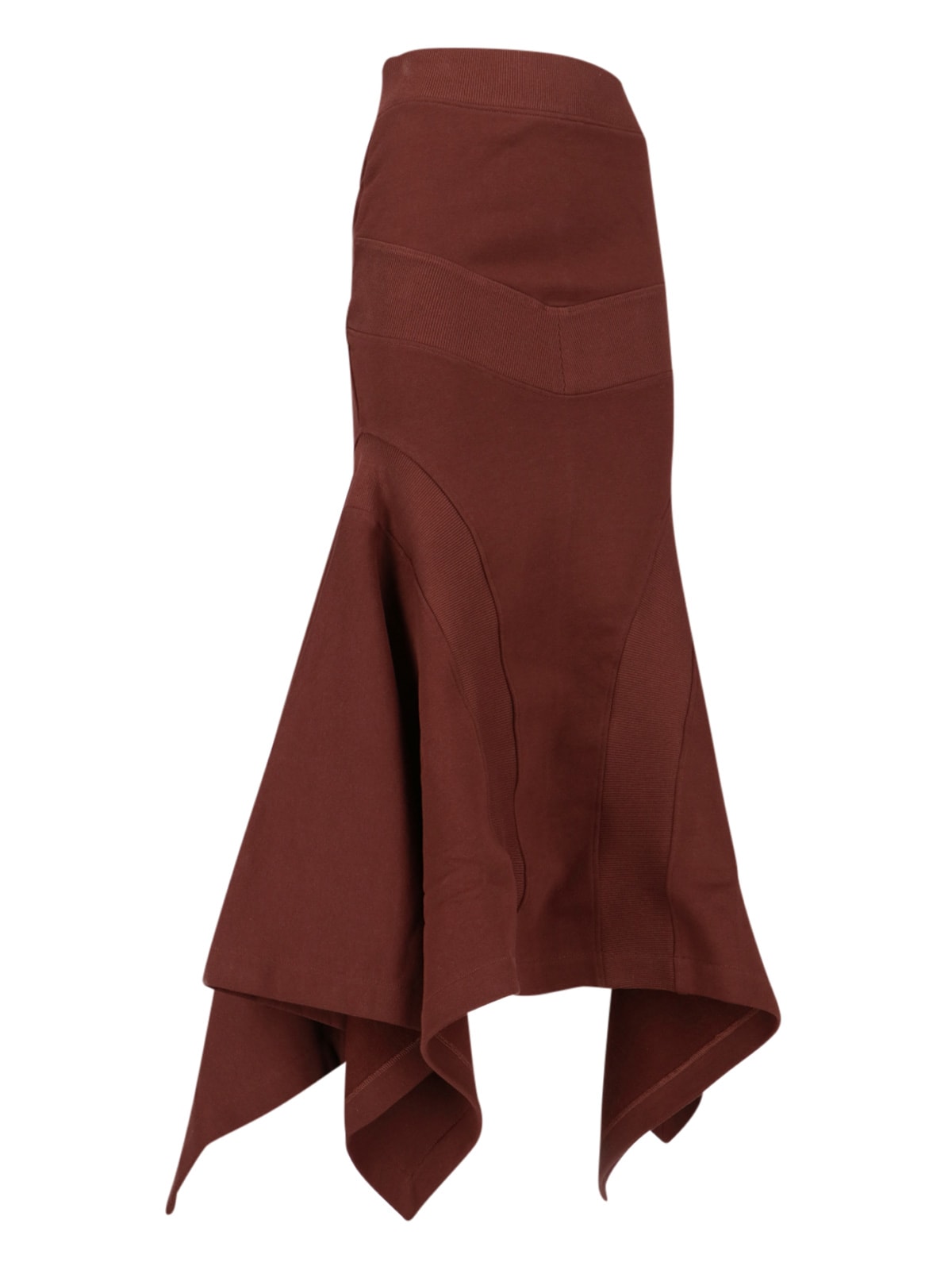 Shop Attico Asymmetrical Midi Skirt In Brown