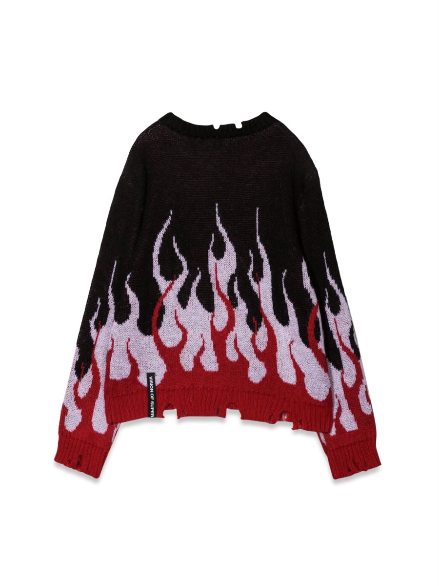 Vision Of Super Black Sweater With Double Flames In Black