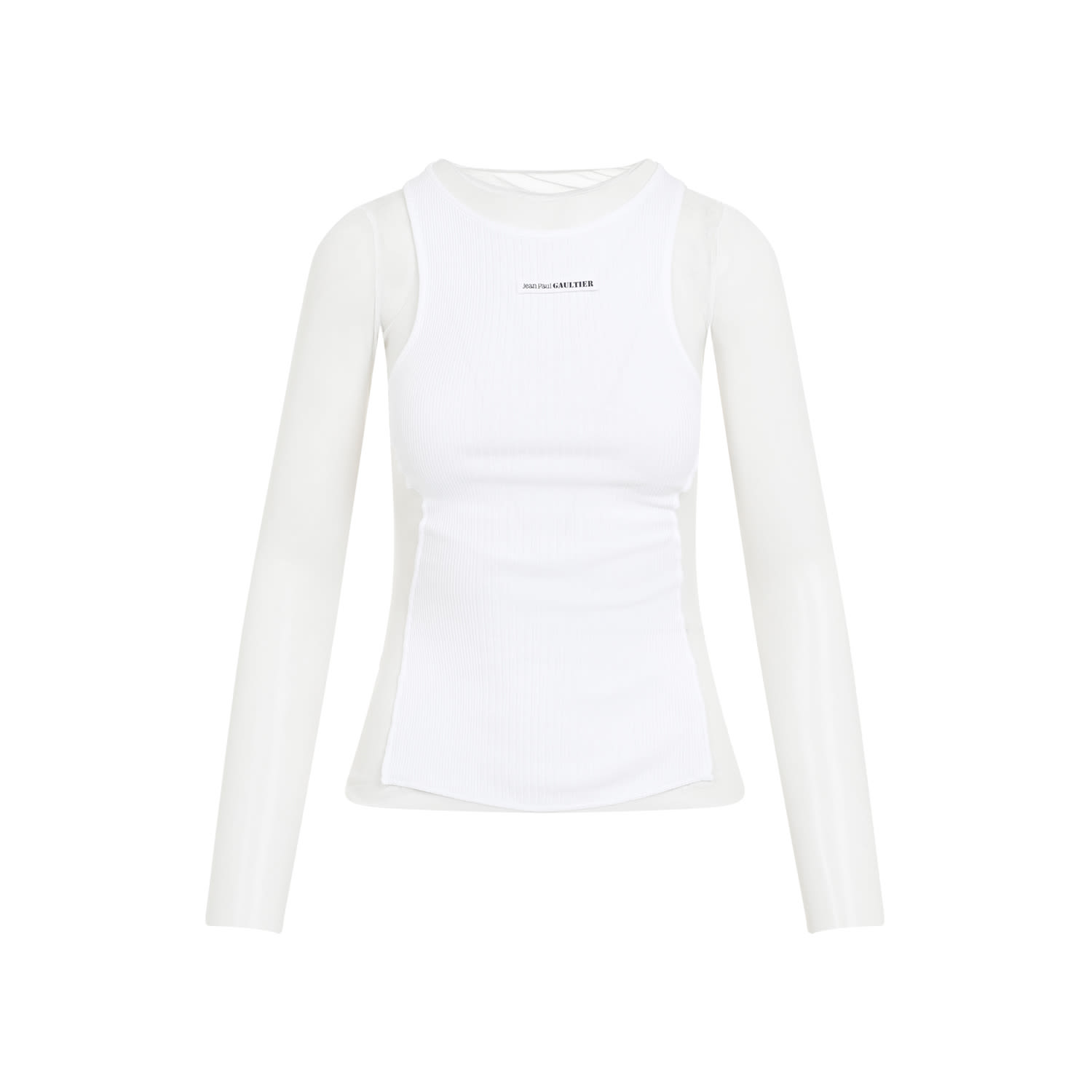 Shop Jean Paul Gaultier Mesh With Ribs Petit Grand Top In White White