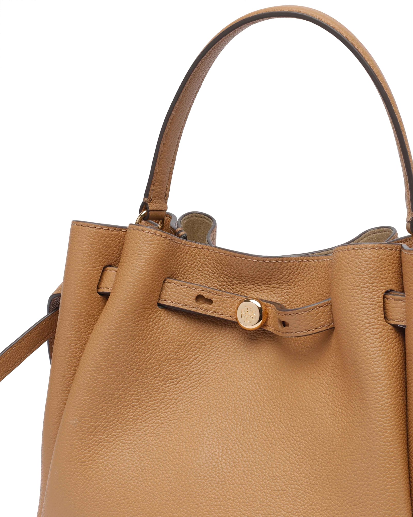 Tory Burch Textured Pebble Bucket Bag With Gold Hardware In Neutral