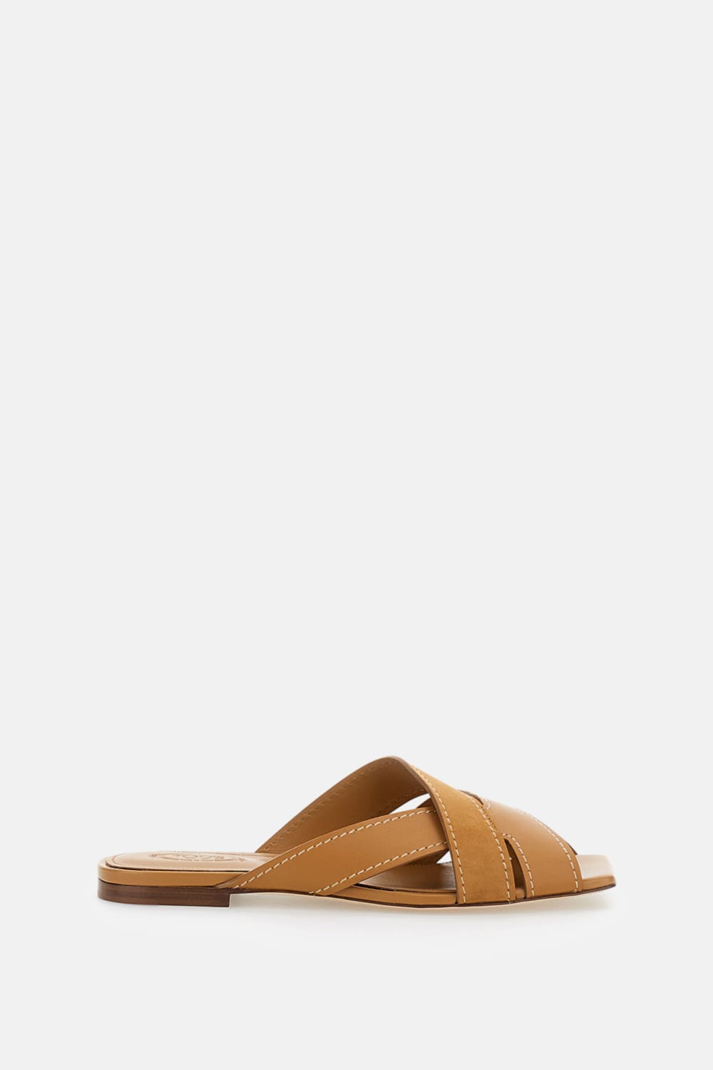 Tod's Sandals Heel Contrast Stitching Crisscross Straps In Animal Print