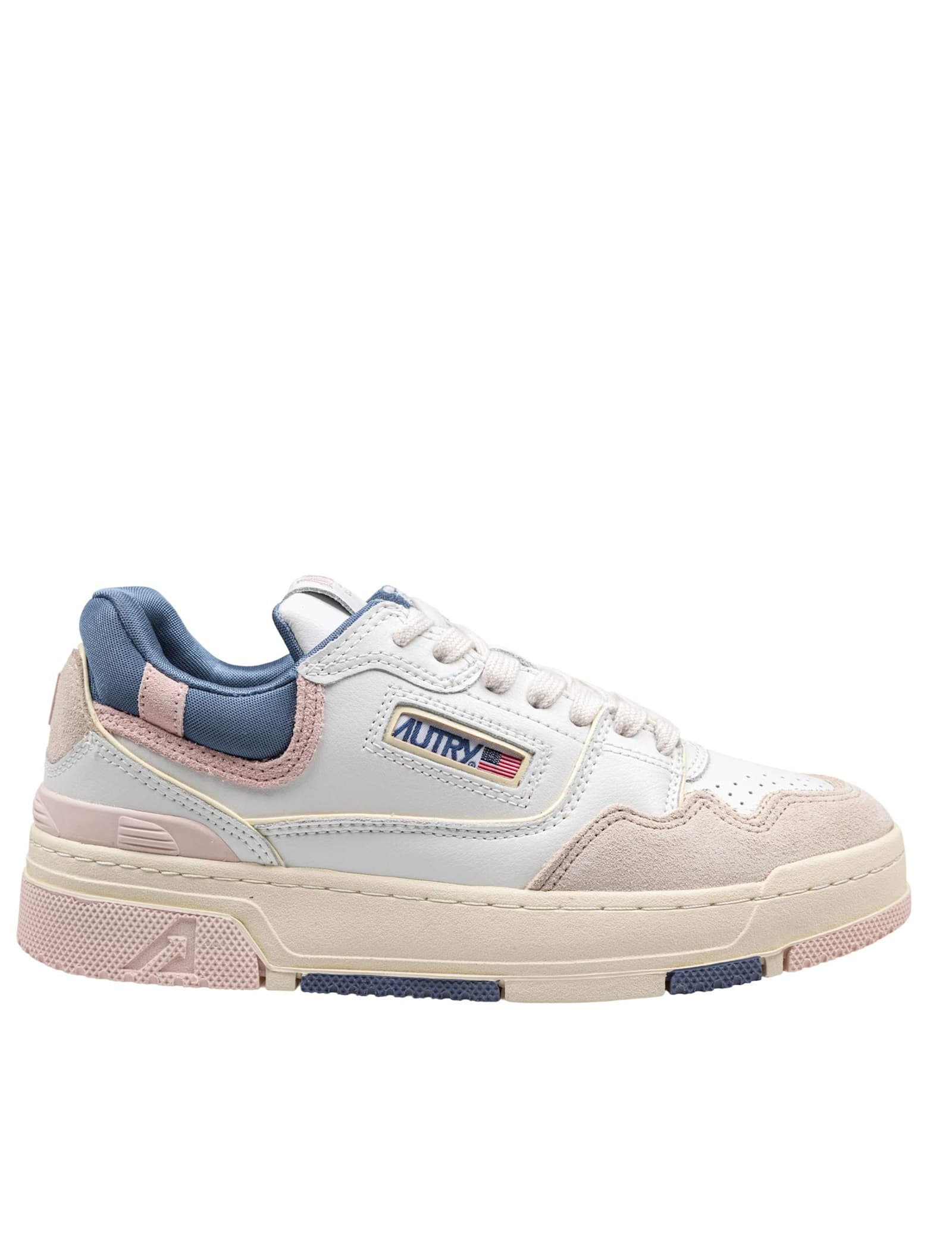 Autry Sneakers Clc Low In Suede E Nabuk Bianco E Beige