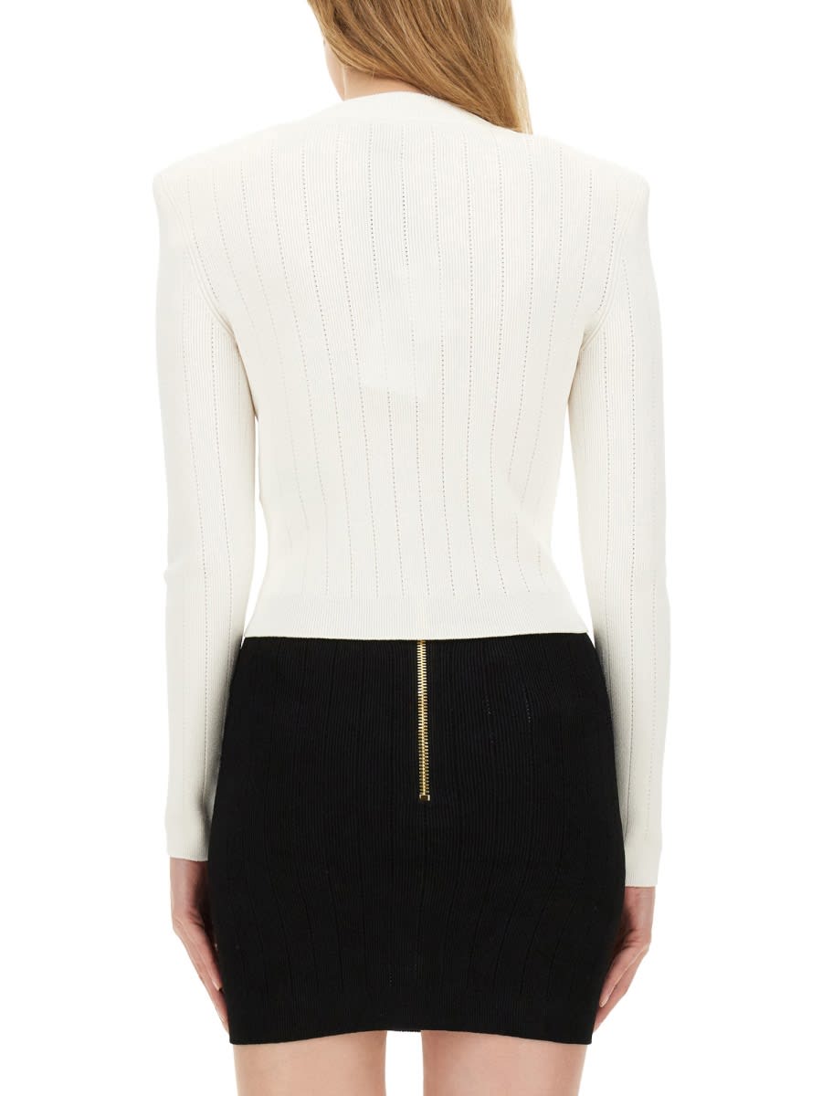 Shop Balmain Cropped Cardigan In Black