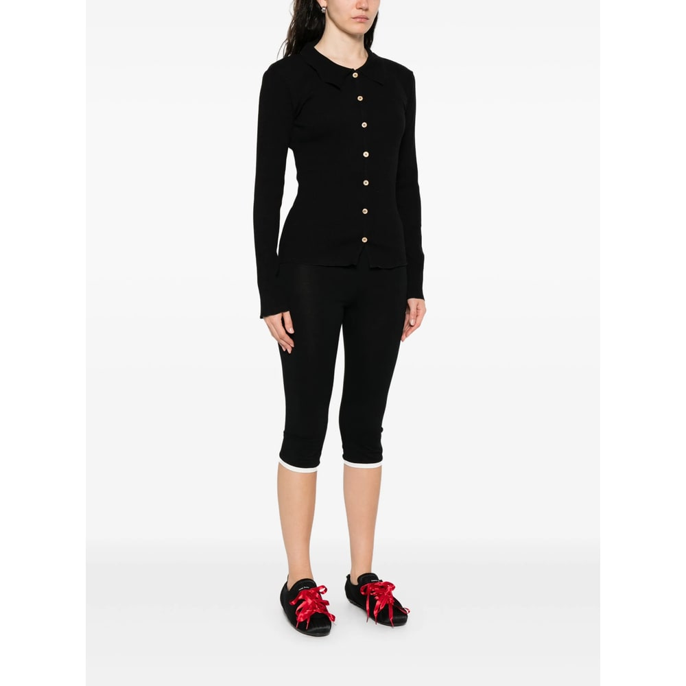 Baserange Button-front Ribbed Cardigan In Black
