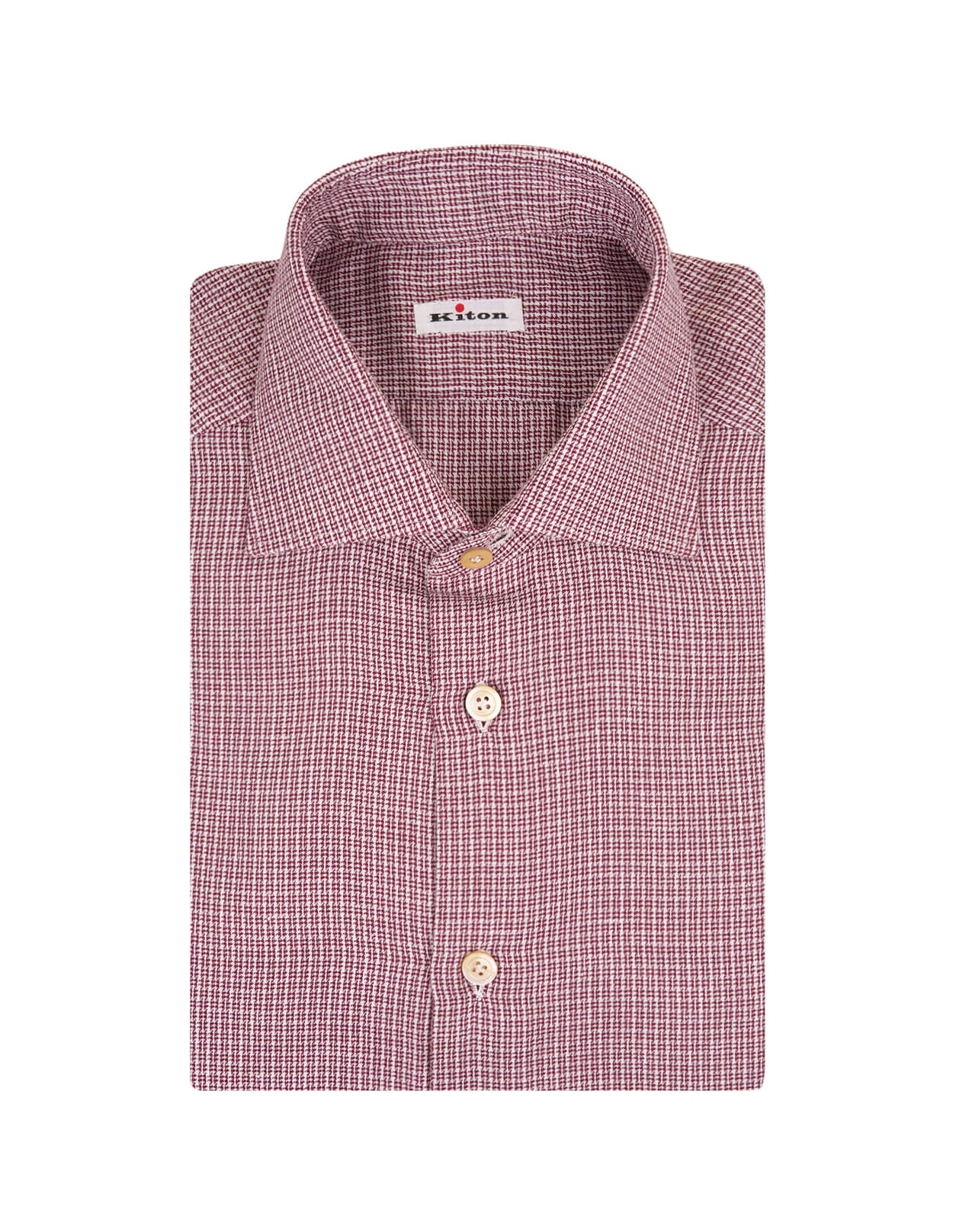 Shop Kiton Red Houndstooth Pattern Shirt