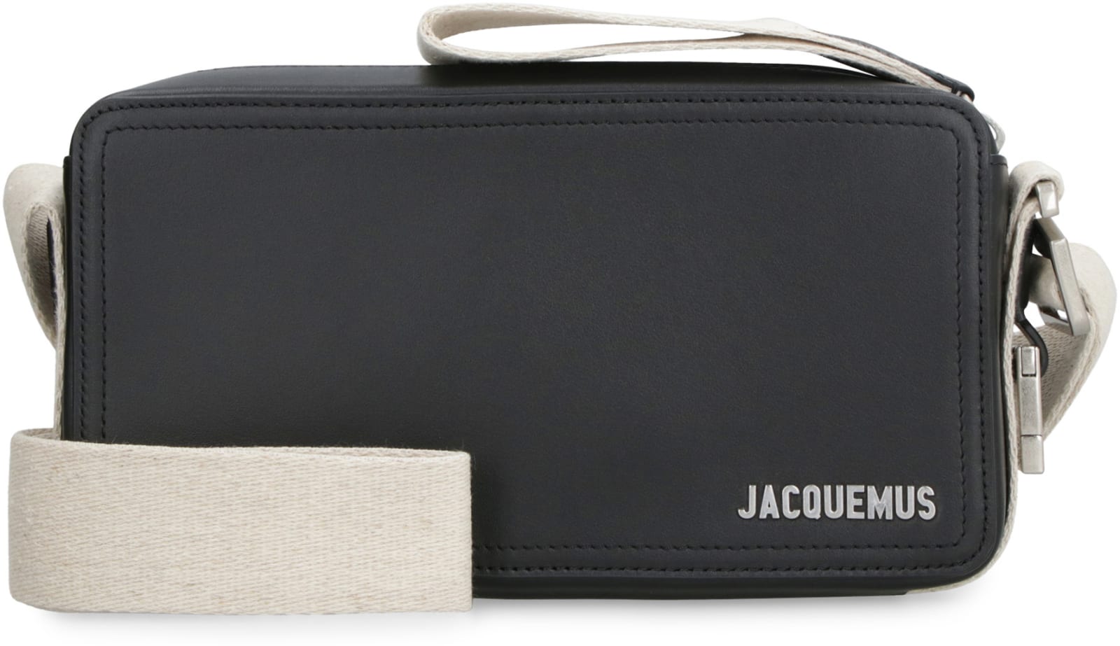 Jacquemus Le Cuerda Canvas-trimmed Leather Messenger Bag In Black