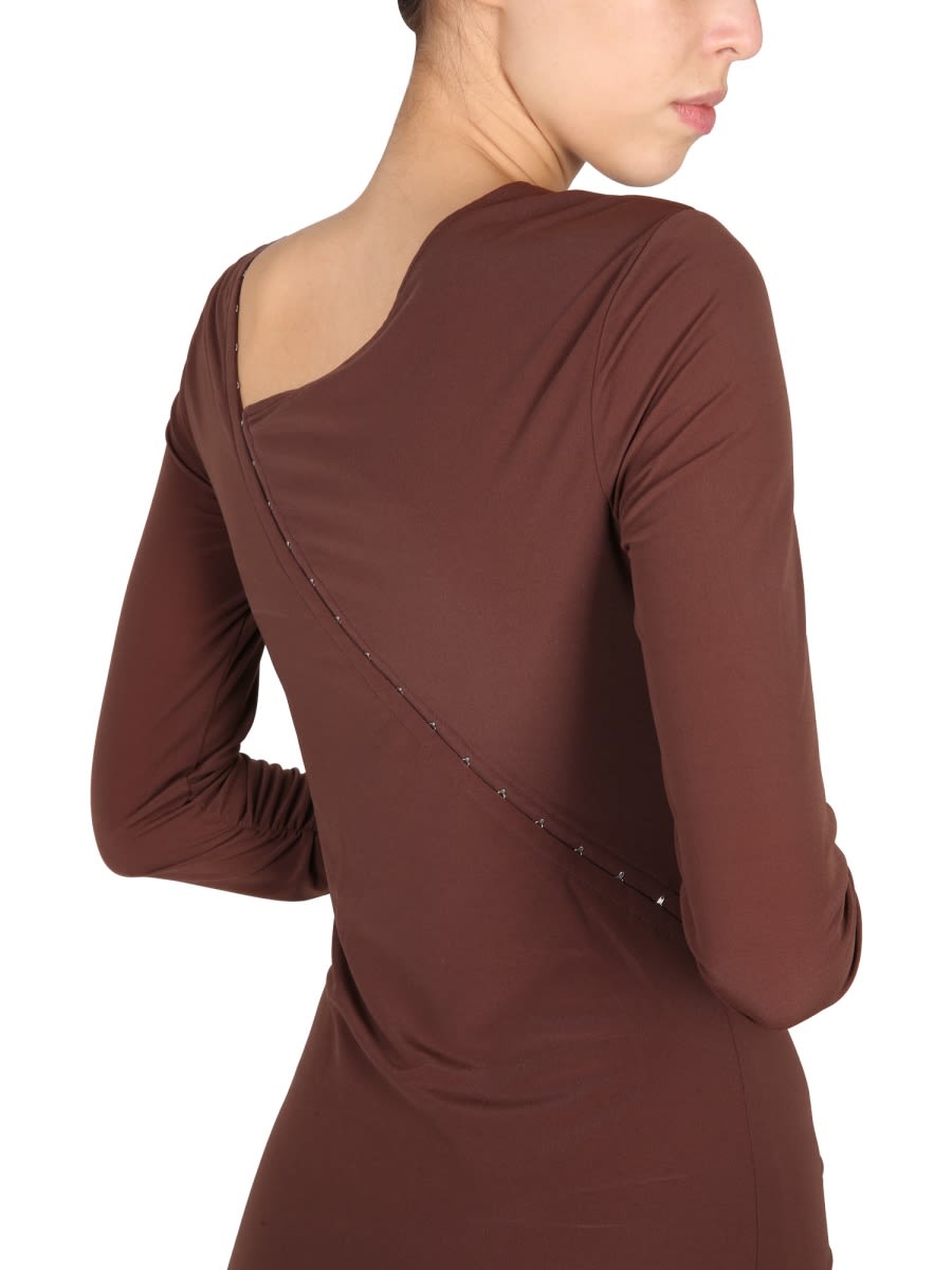 Shop Helmut Lang Asymmetrical Dress In Brown