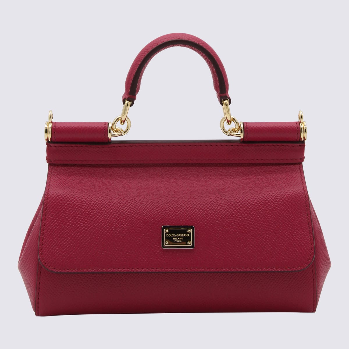 Shop Dolce & Gabbana Fuchsia Leather Sicily Handle Bag In Red