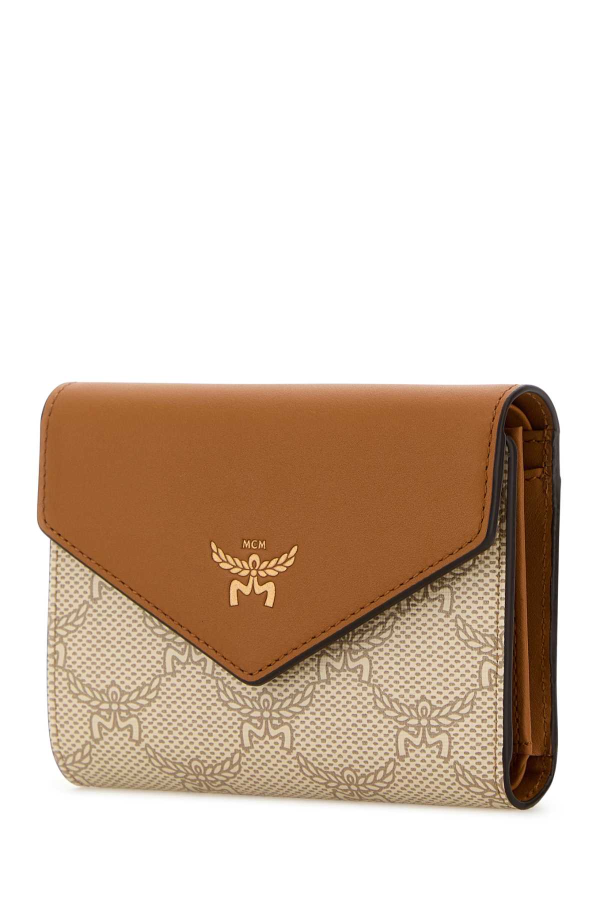 Mcm Printed Canvas Wallet In Brown