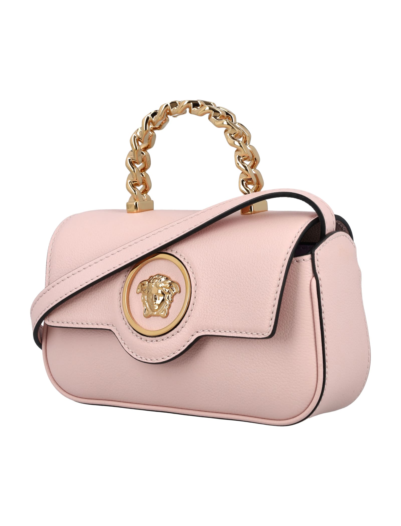 Shop Versace Horizontal Mini Top Handle Bag In Dusty Rose