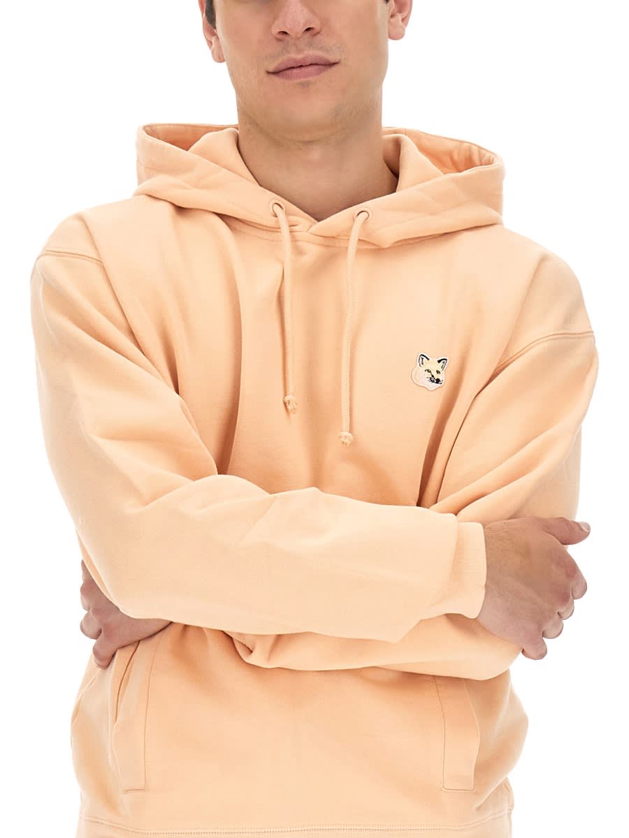 Maison Kitsuné Sweatshirt With Fox Patch In Pink