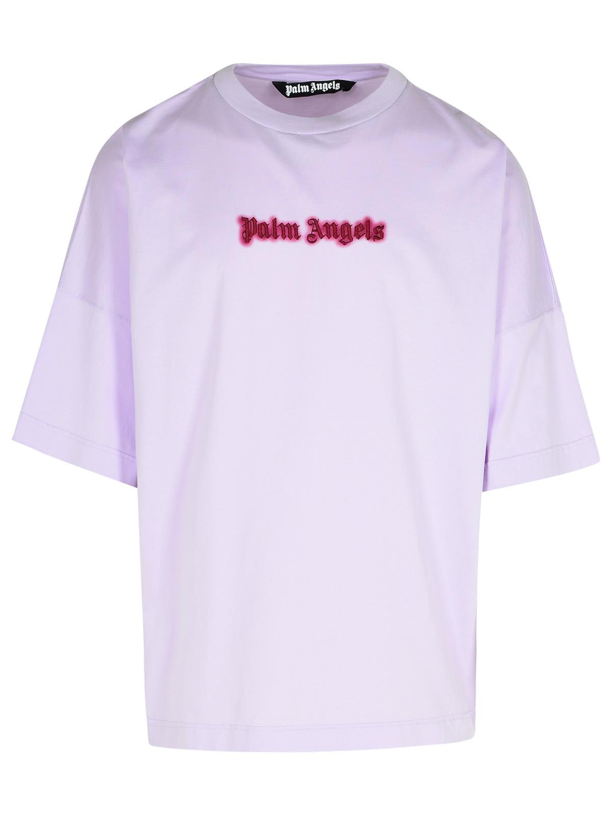 Shop Palm Angels Neon Lilac Cotton T-shirt In Liliac