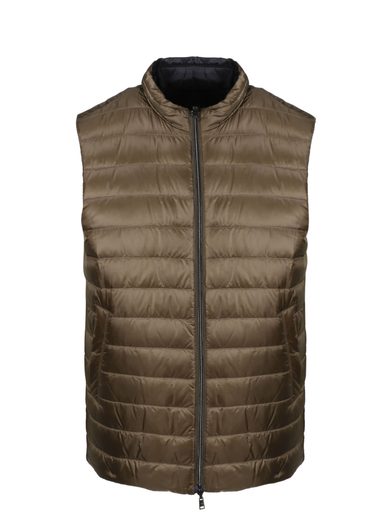 Herno Double Face Vest In Green