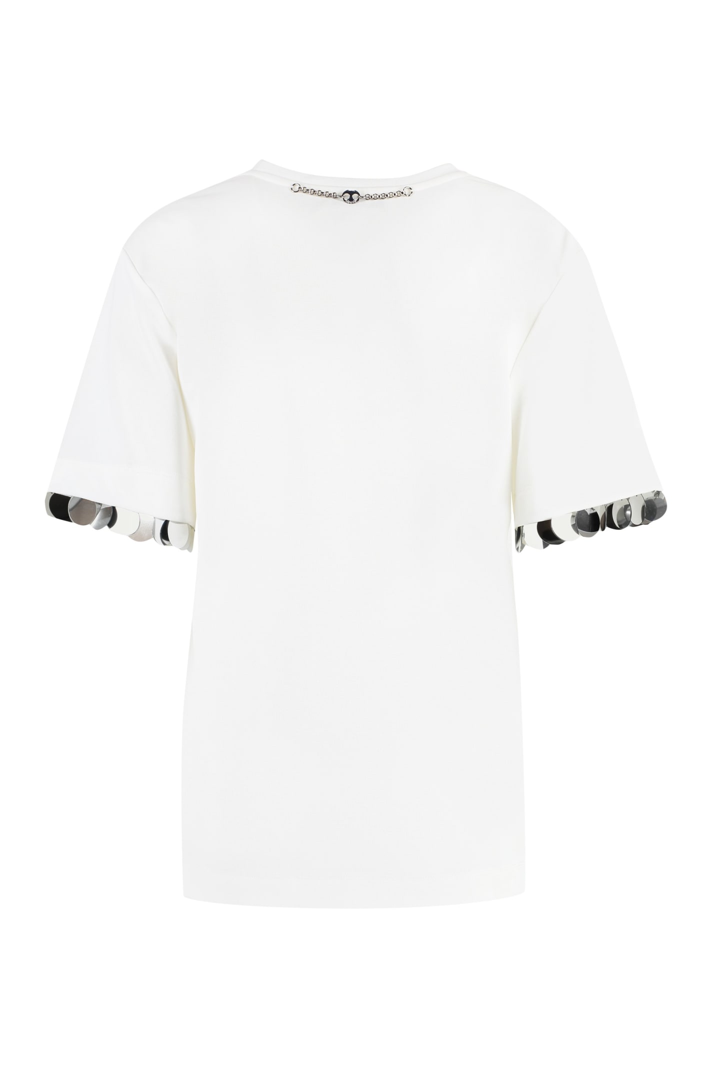 Shop Rabanne Viscose Crew-neck T-shirt In Bianco