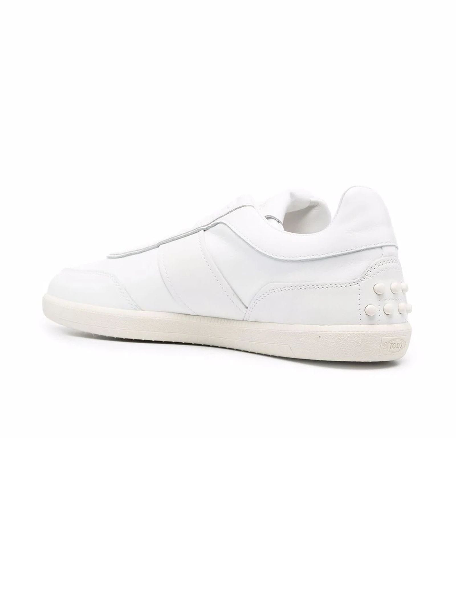 Shop Tod's Tabs Sneakers In White Leather