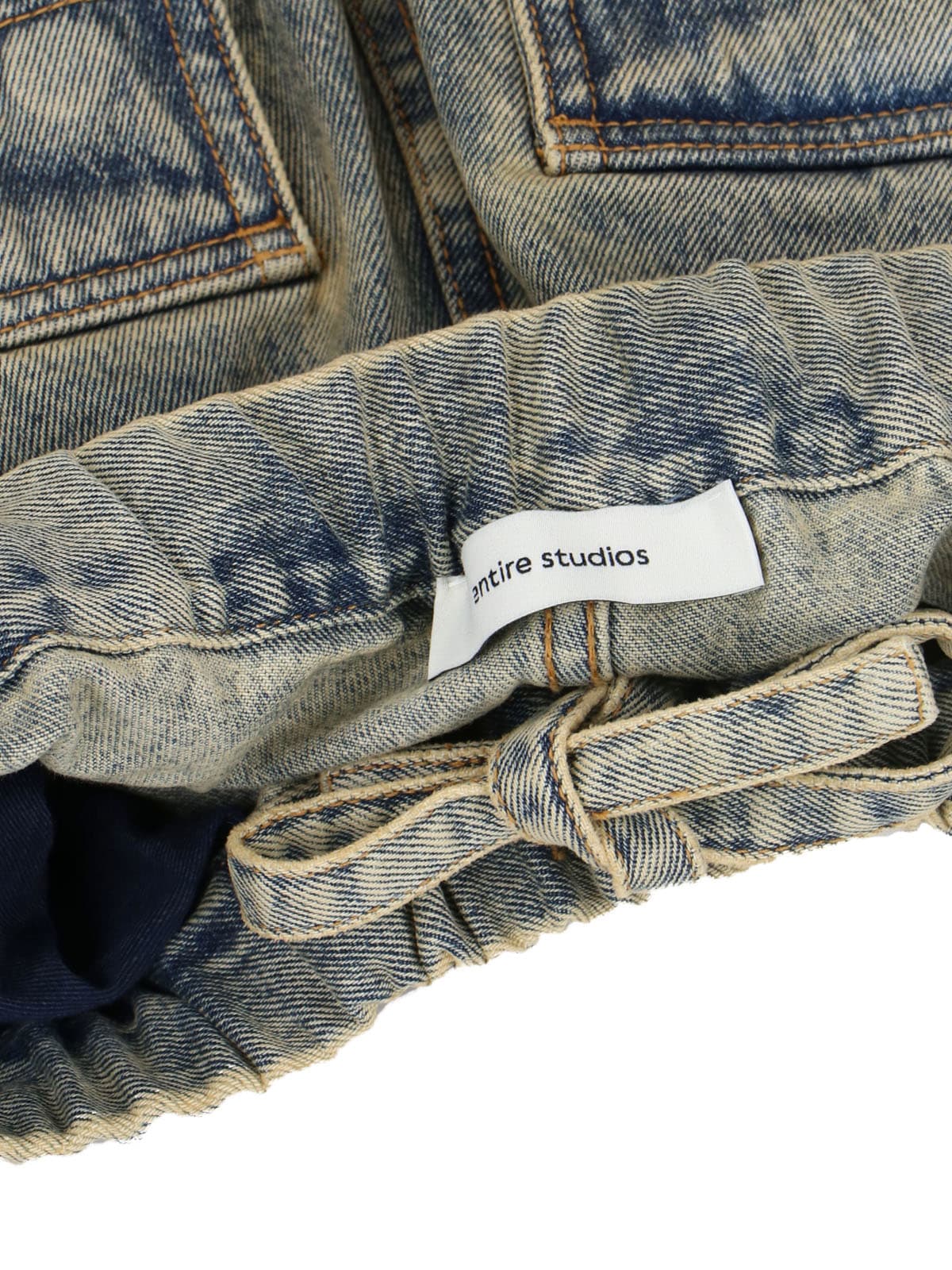 Entire Studios Wide-leg Denim Shorts With Drawstring Closure In Multi